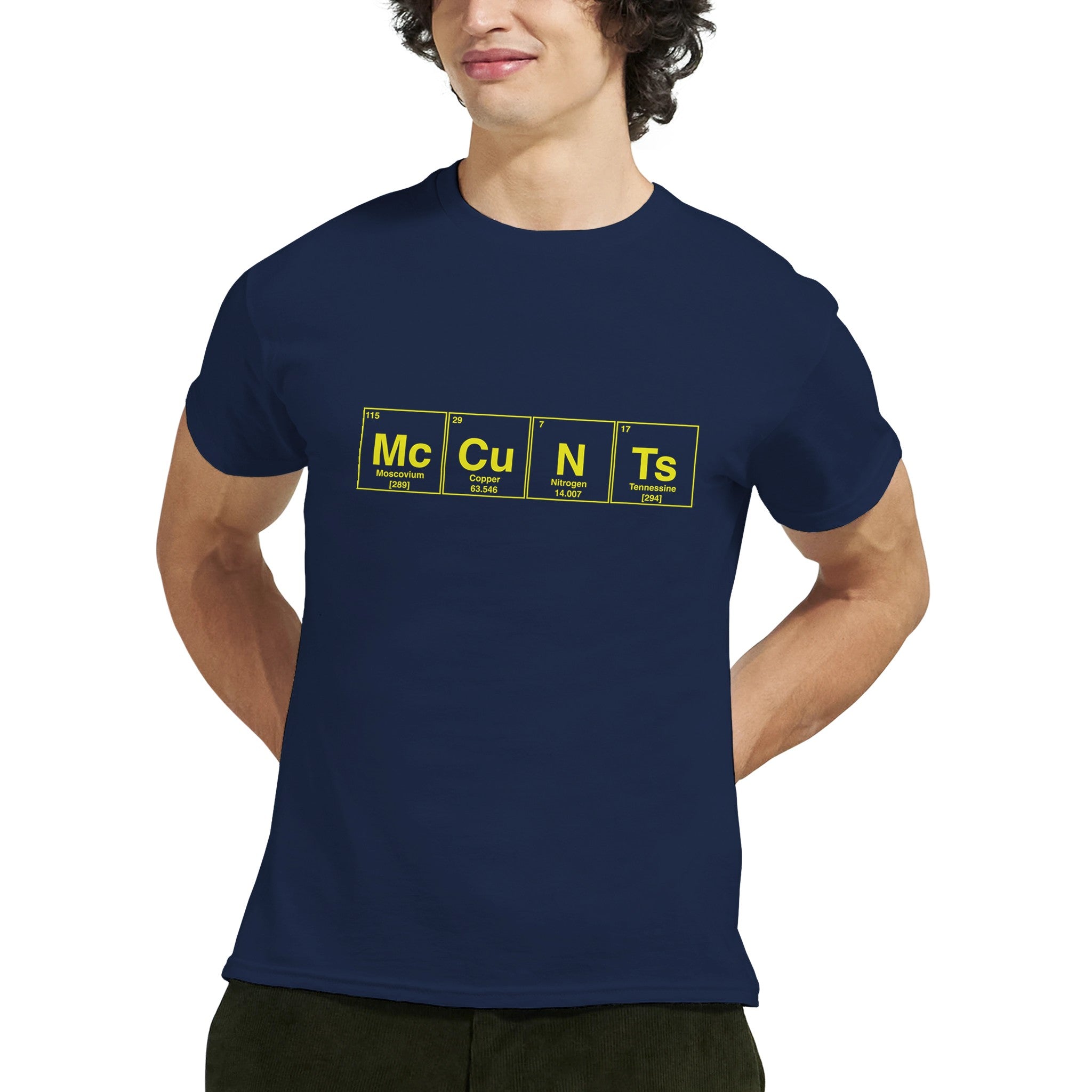 McCuNTs periodic table adult novelty tshirt navy blue