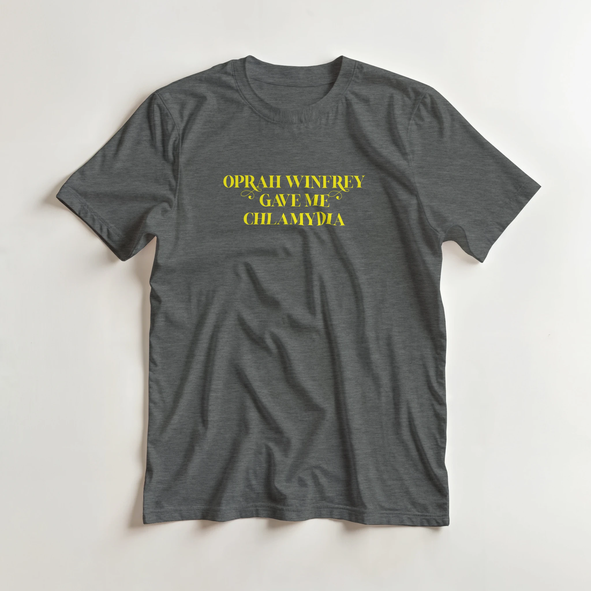 OPRAH WINFREY GAVE ME CHLAMYDIA ADULT NOVELTY TSHIRT GRAPHITE GREY 4