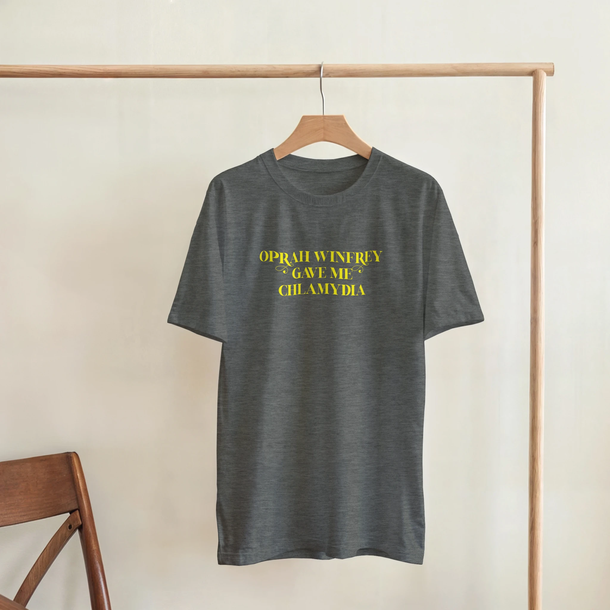 OPRAH WINFREY GAVE ME CHLAMYDIA ADULT NOVELTY TSHIRT GRAPHITE GREY 7
