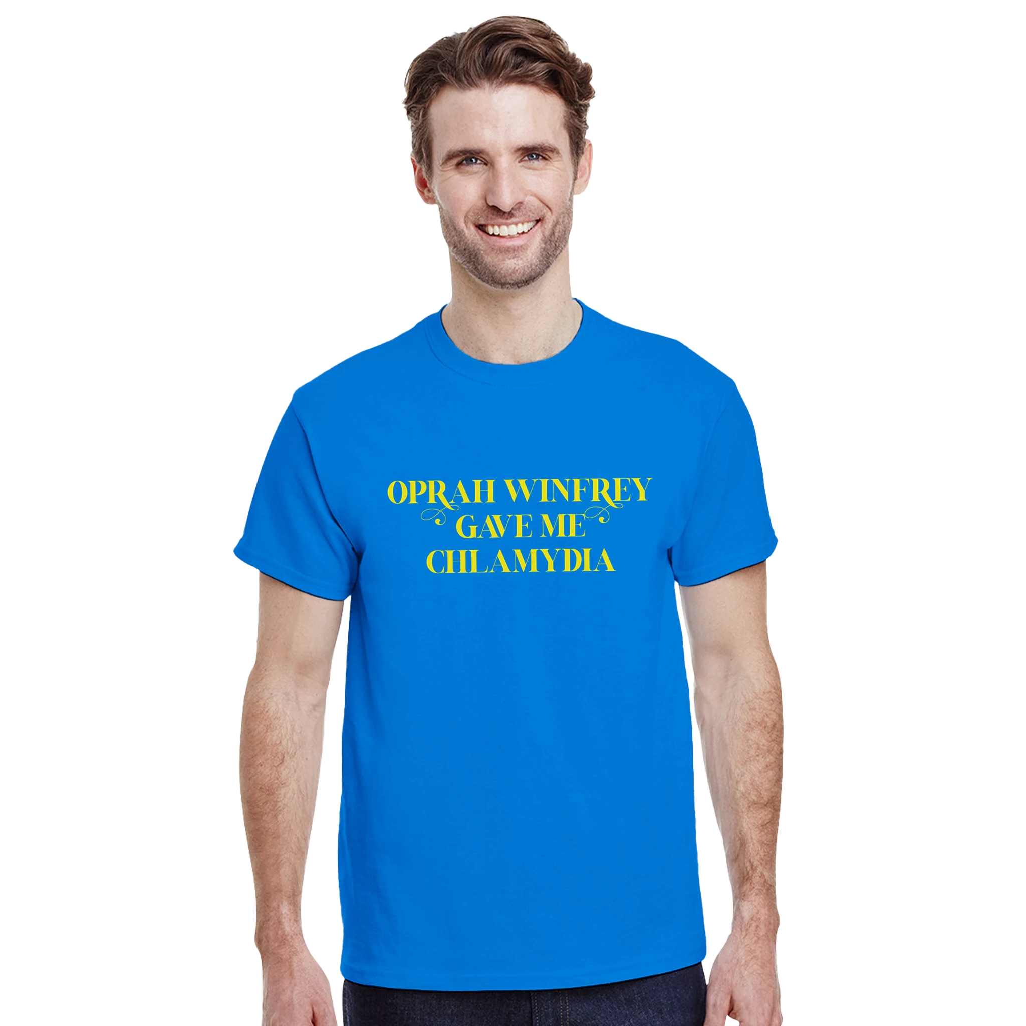 OPRAH WINFREY GAVE ME CHLAMYDIA ADULT NOVELTY TSHIRT ROYAL BLUE