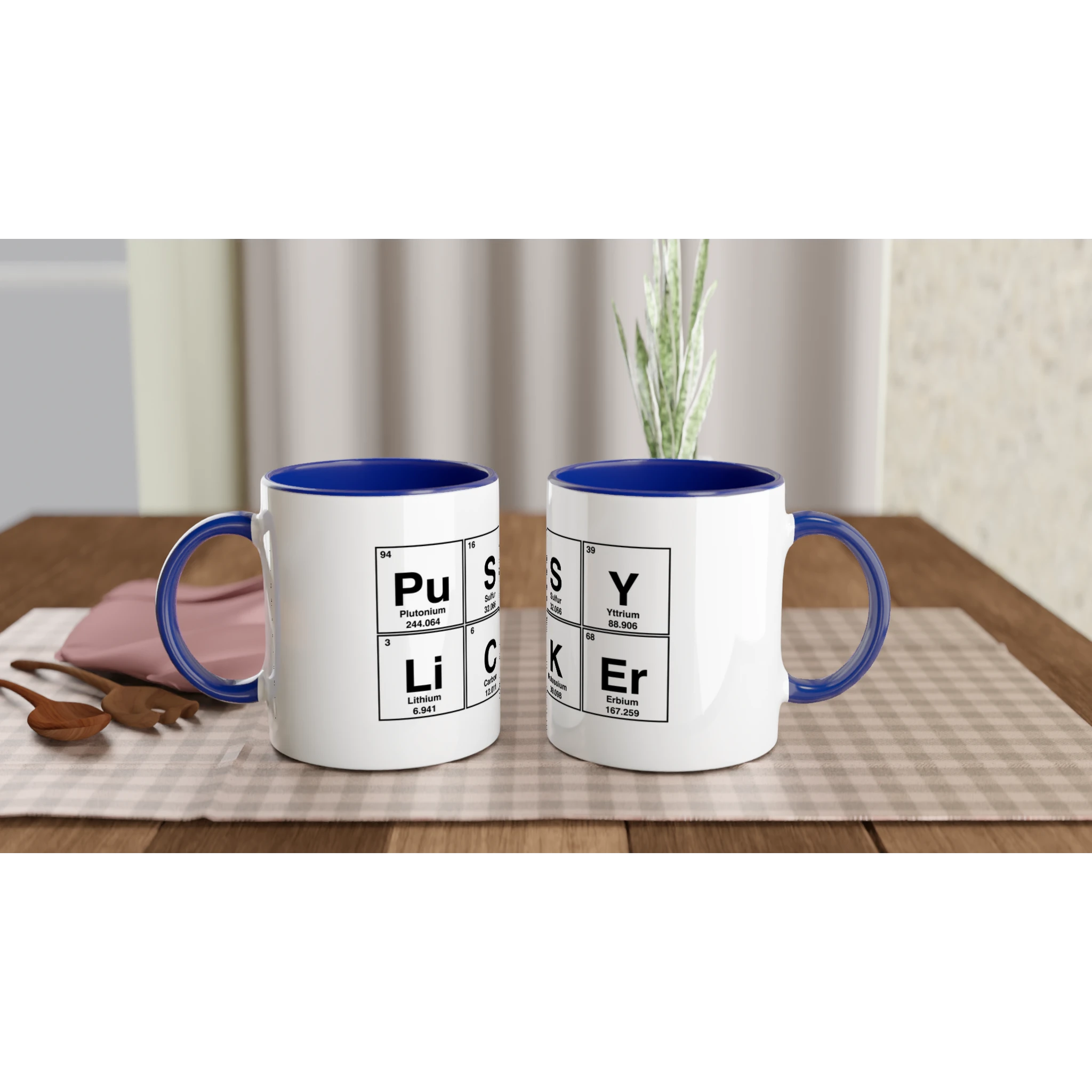 PuSSY LiCKEr periodic table cup adult novelty tea coffee blue