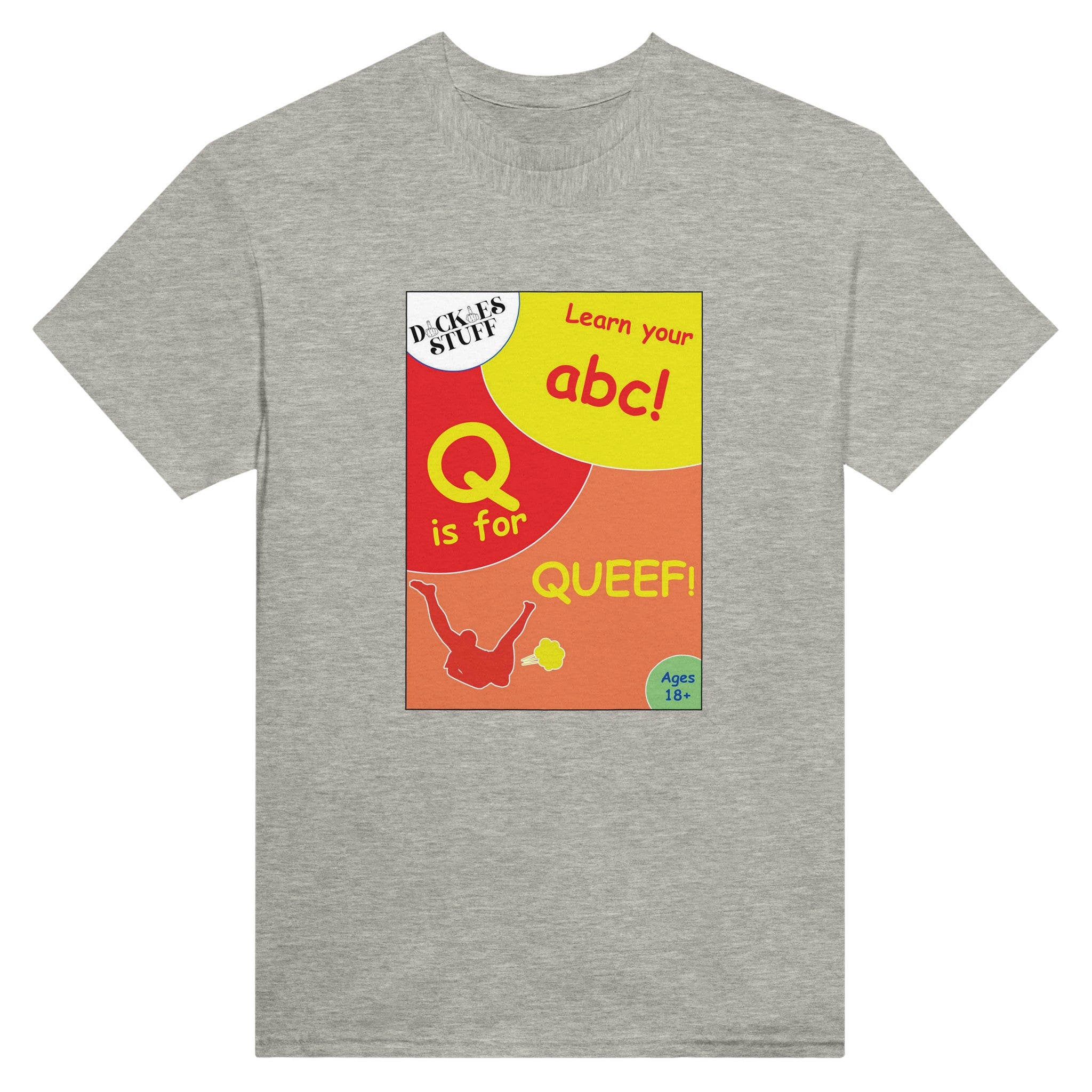 Q is for Queef adult novelty tshirt abc sex light grey