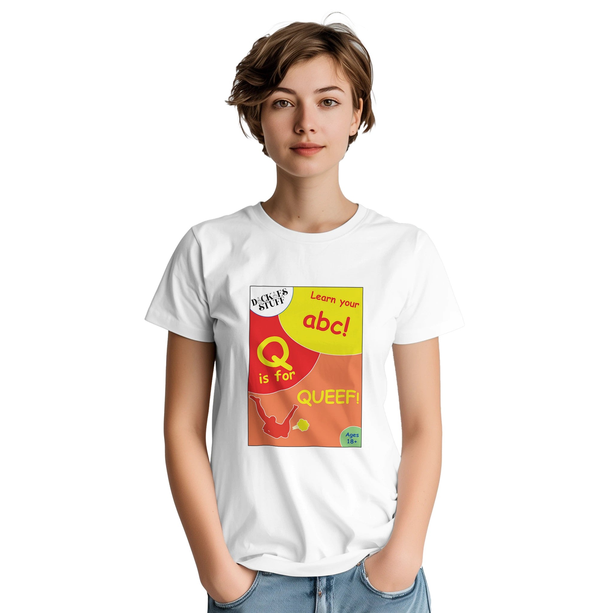 Q is for Queef adult novelty tshirt abc sex white 2