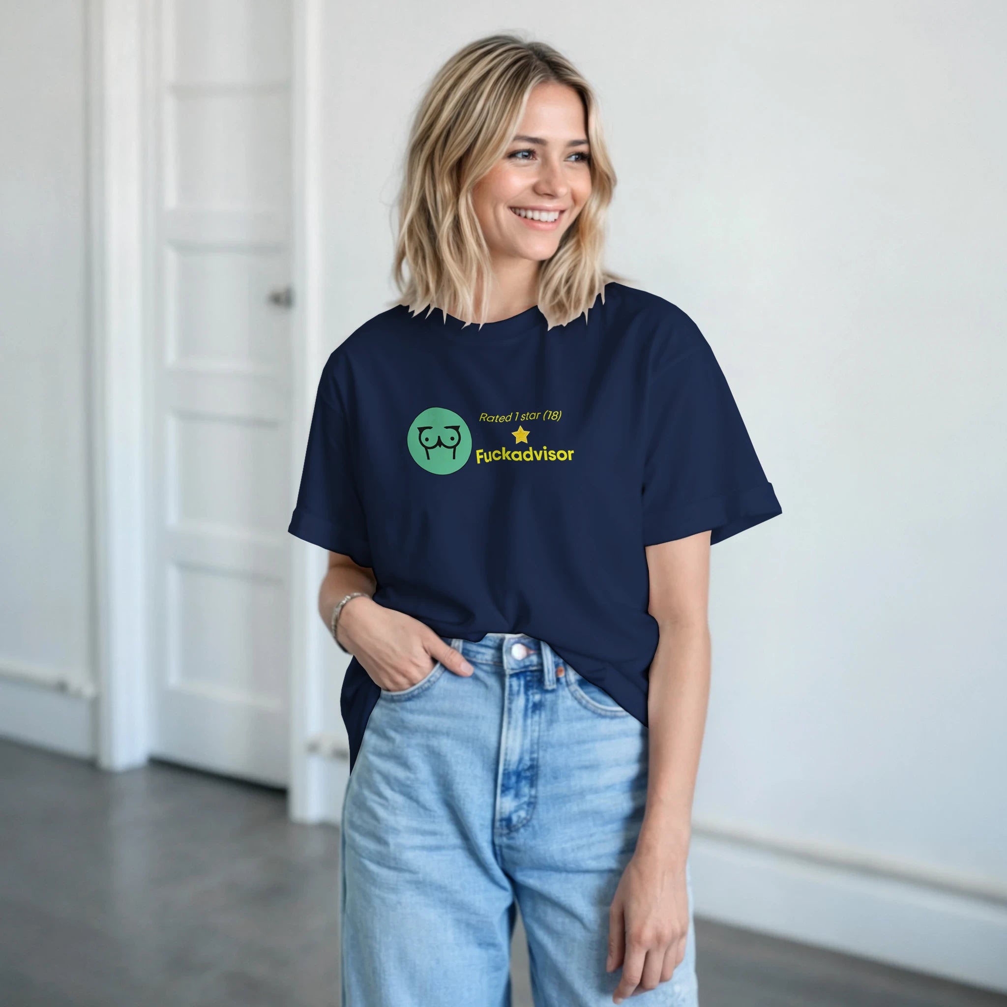 RATED 1 STAR ON FUCKADVISOR (18) adult novelty tshirt sex navy blue