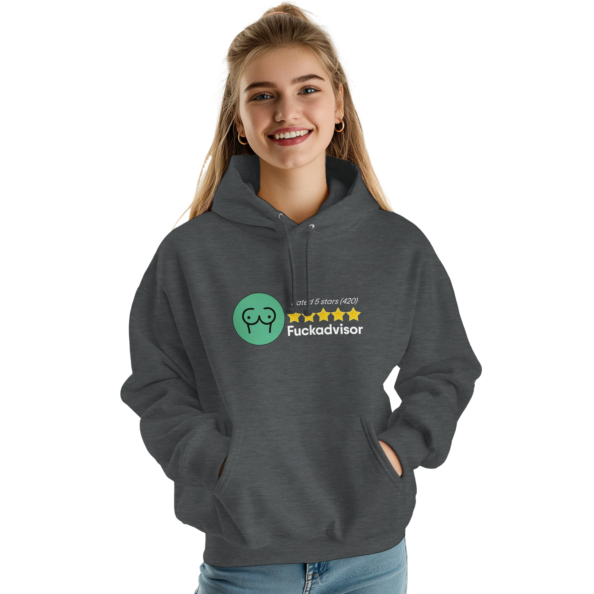 RATED 5 STARS ON FUCKADVISOR 420 EDITION NOVELTY ADULT HOODIE GREY BACK 2
