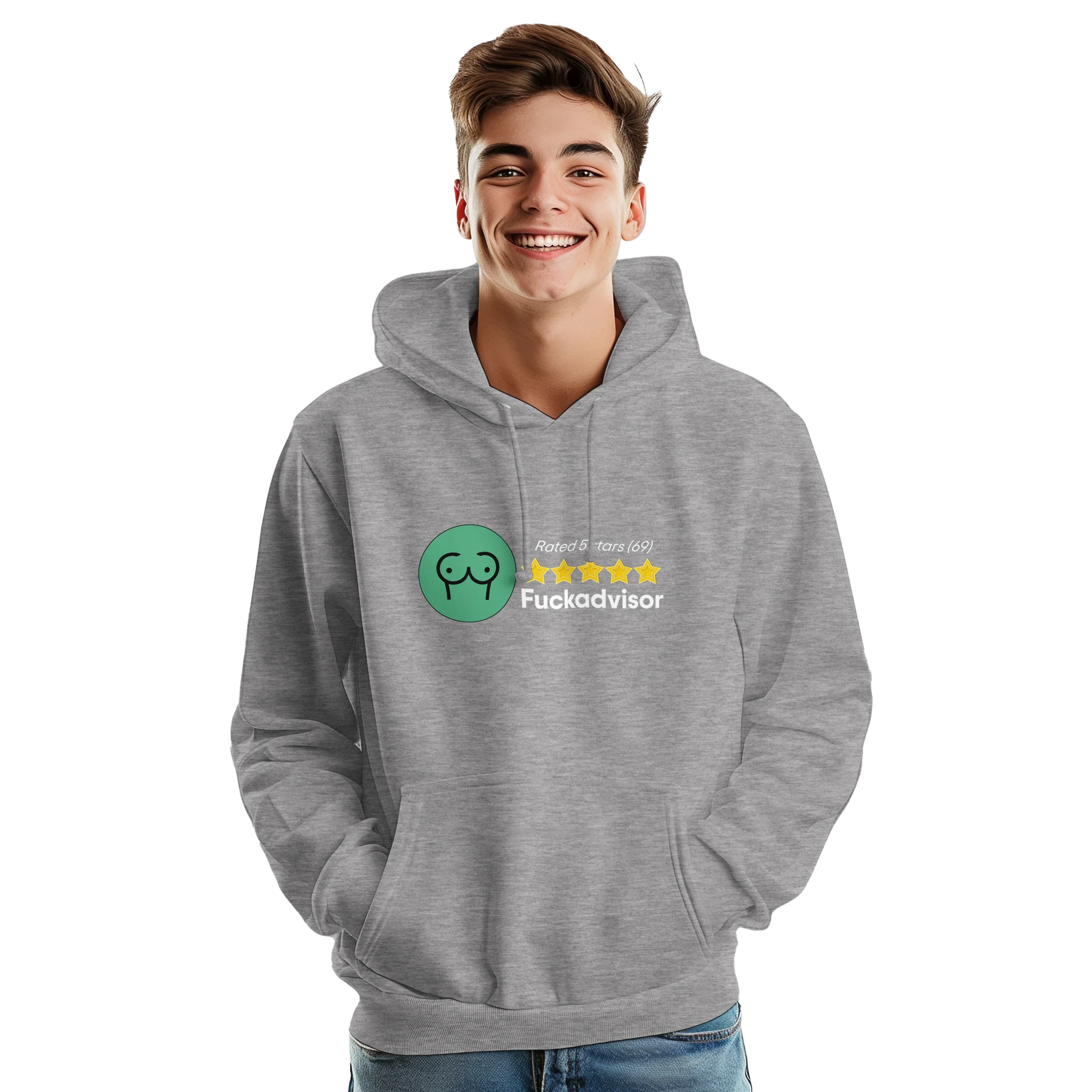RATED 5 STARS ON FUCKADVISOR 69 EDITIION ADULT HOODIE NOVELTY GREY