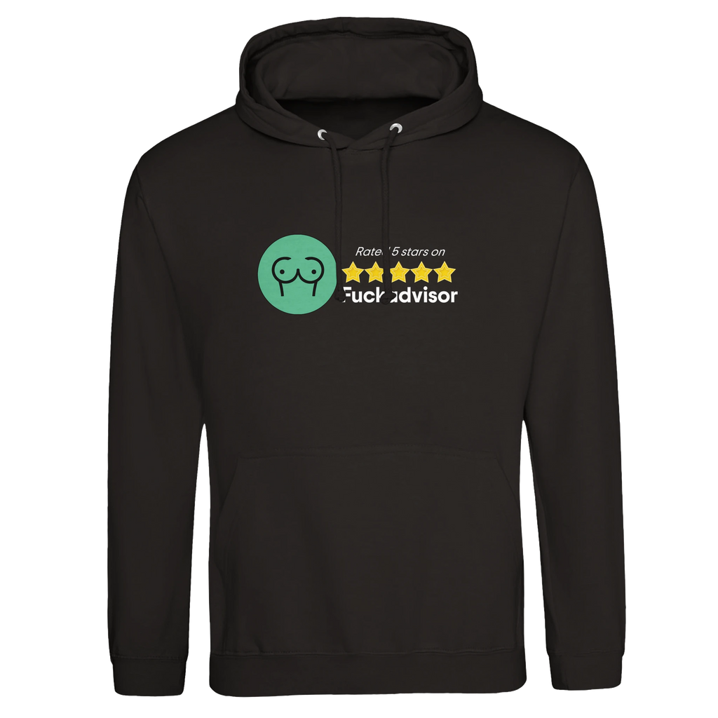 RATED 5 STARS ON FUCKADVISOR ADULT HOODIE NOVELTY BLACK