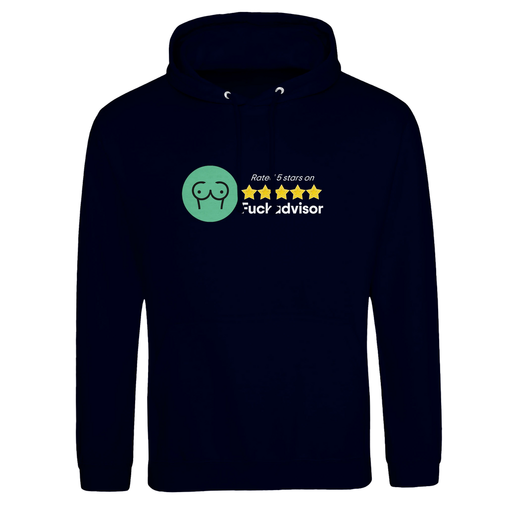 RATED 5 STARS ON FUCKADVISOR ADULT HOODIE NOVELTY NAVY BLUE