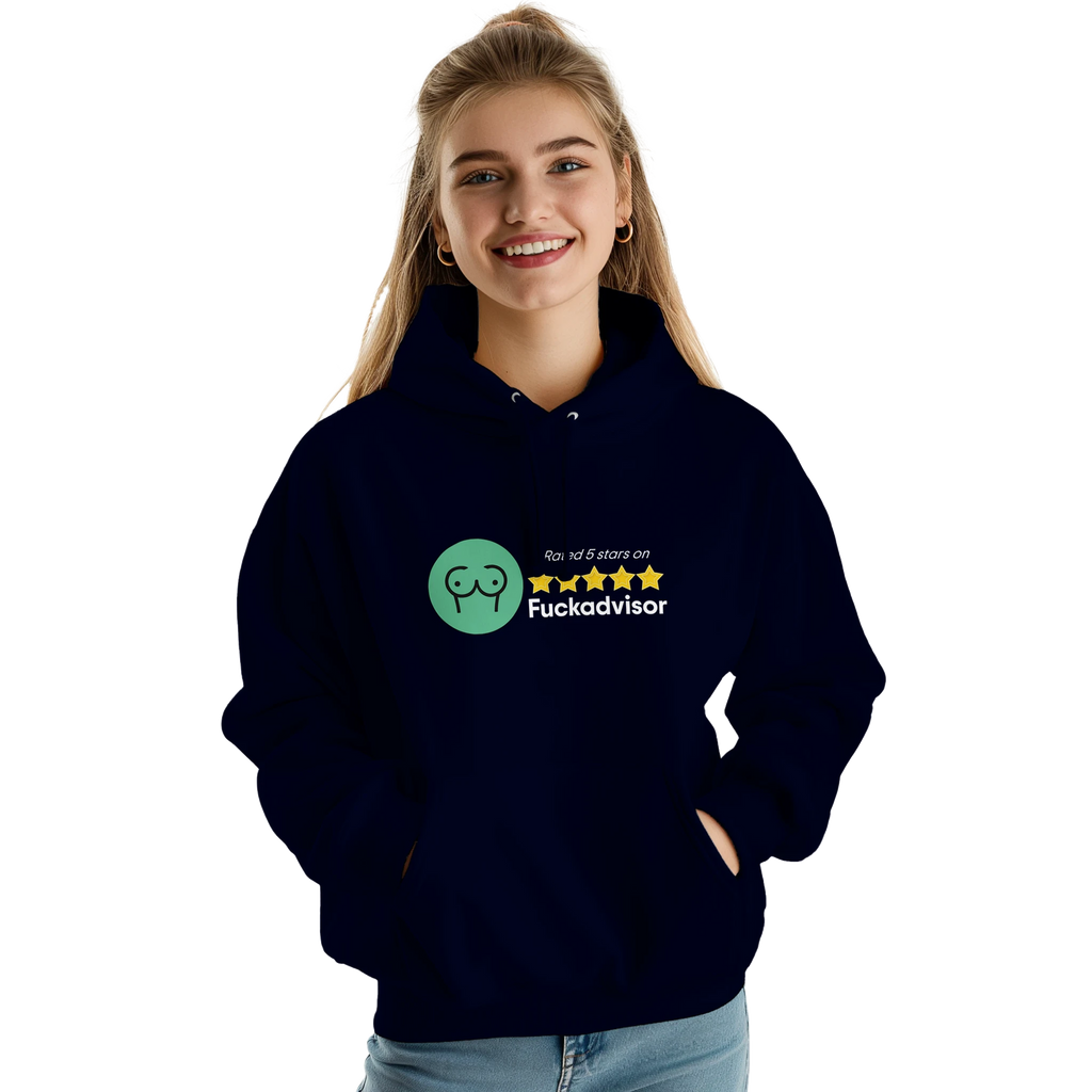 RATED 5 STARS ON FUCKADVISOR ADULT HOODIE NOVELTY NAVY BLUE 3