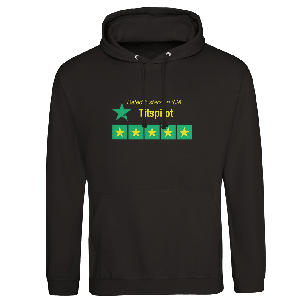 RATED 5 STARS ON TITSPILOT 69 EDITION ADULT NOVELTY HOODIE BLACK