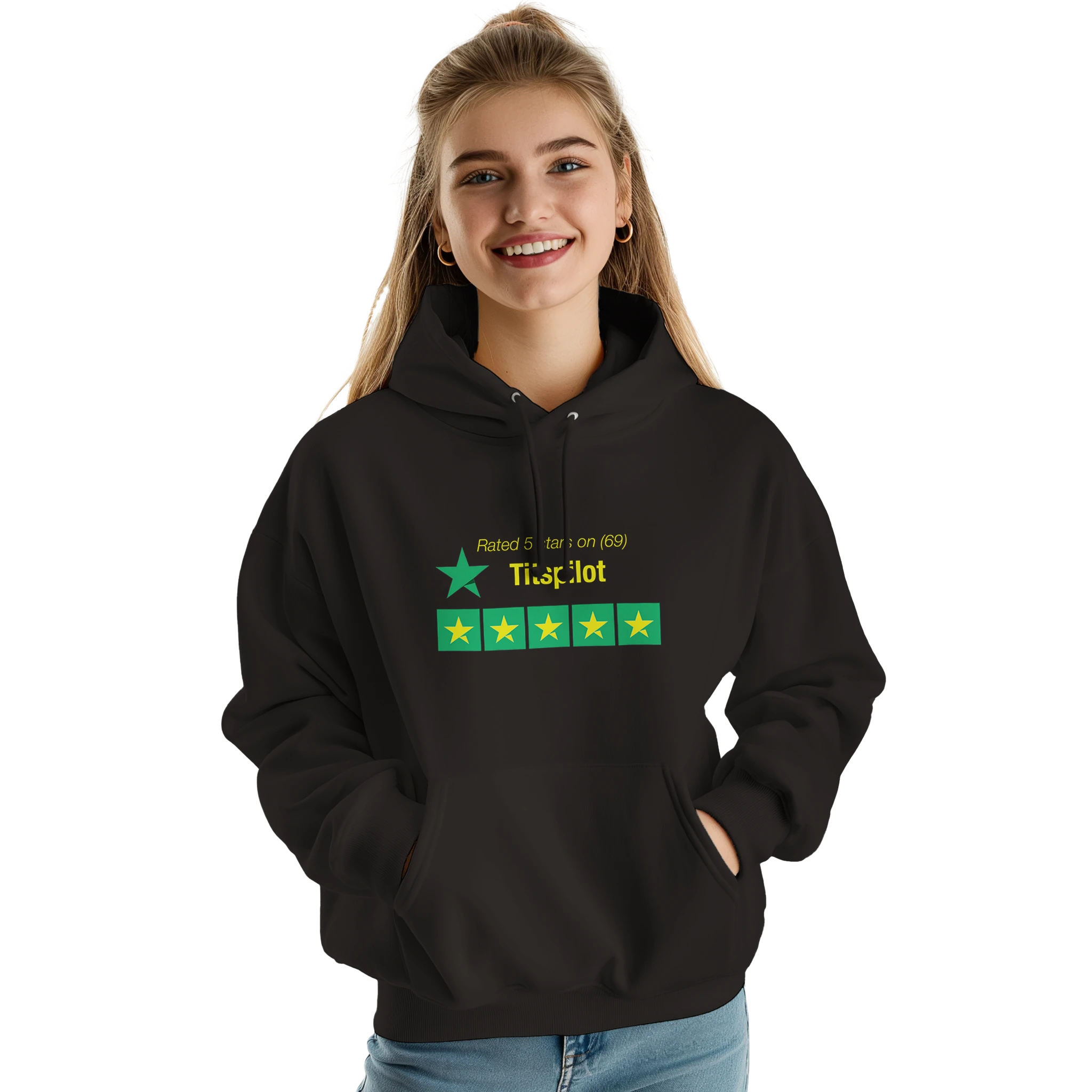 RATED 5 STARS ON TITSPILOT 69 EDITION ADULT NOVELTY HOODIE BLACK FEMALE