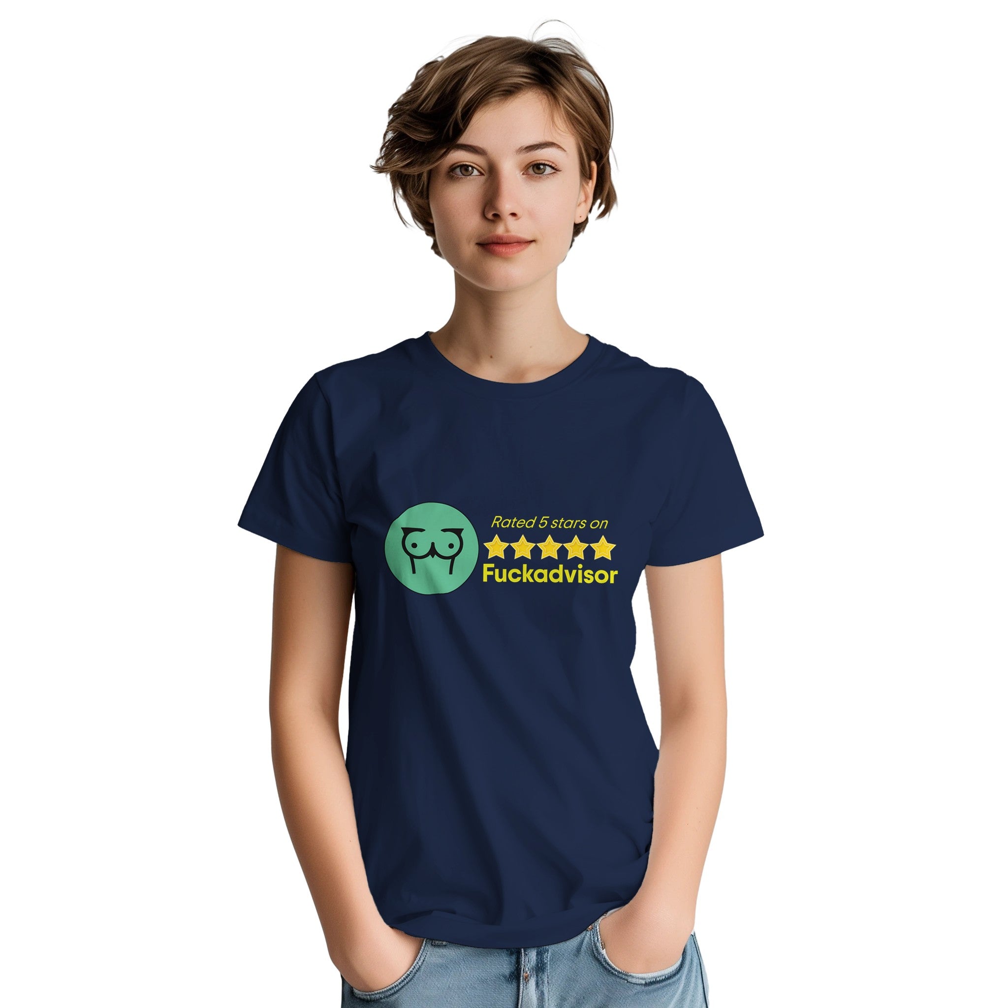 Rated 5 Stars On Fuckadvisor adult novelty tshirt navy blue 3
