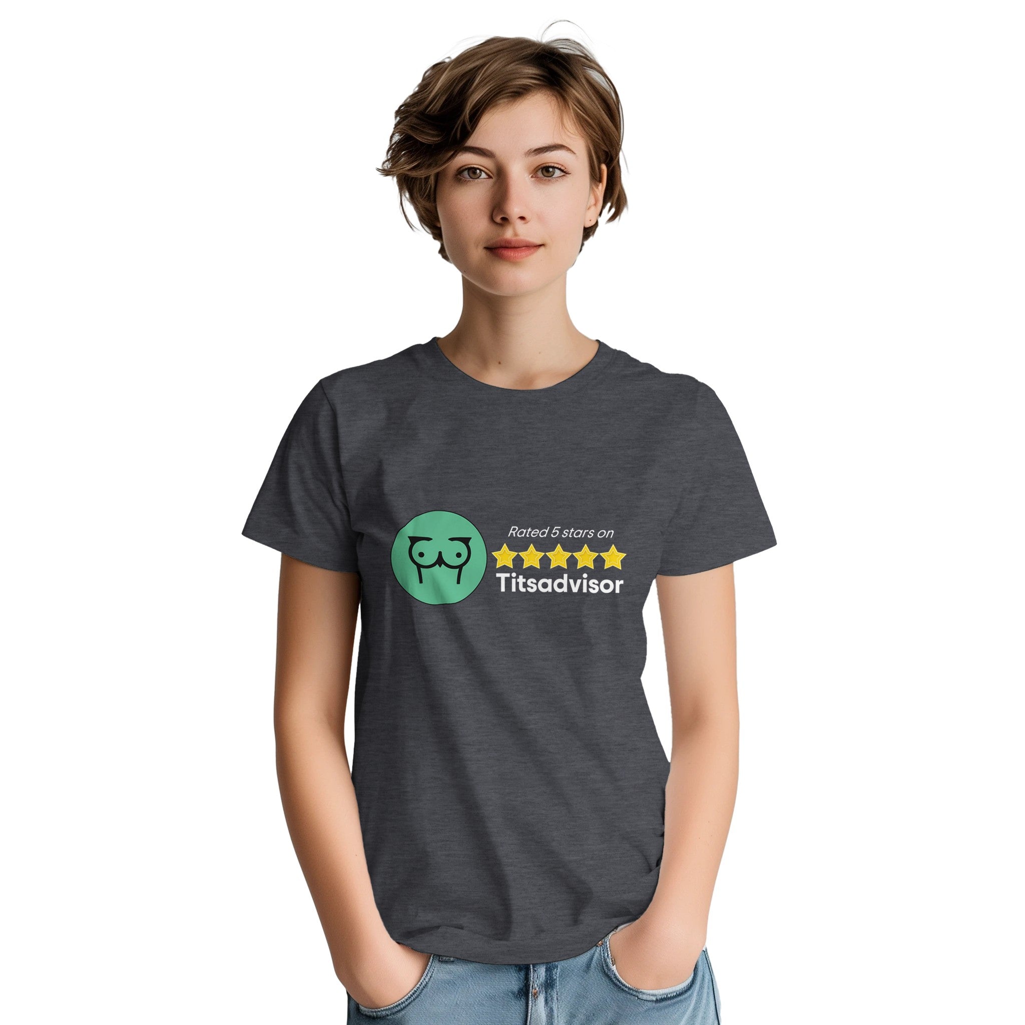 Rated 5 Stars on Titsadvisor adult novelty tshirt dark grey