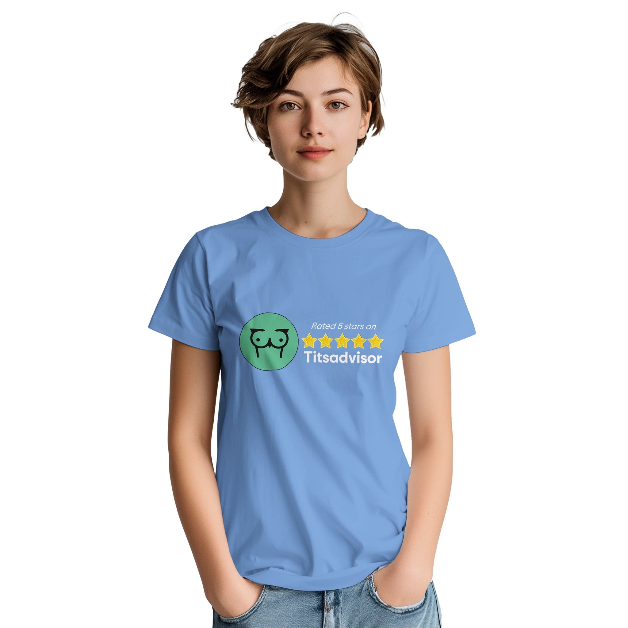 Rated 5 Stars on Titsadvisor adult novelty tshirt light blue