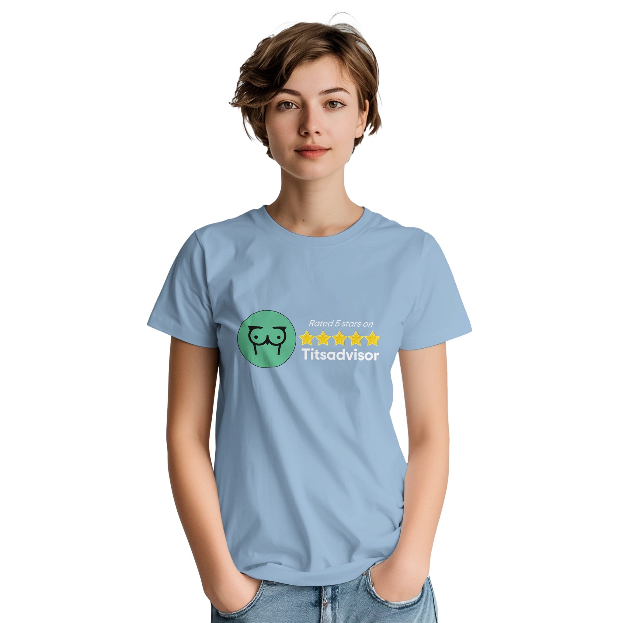 Rated 5 Stars on Titsadvisor adult novelty tshirt light blue 2
