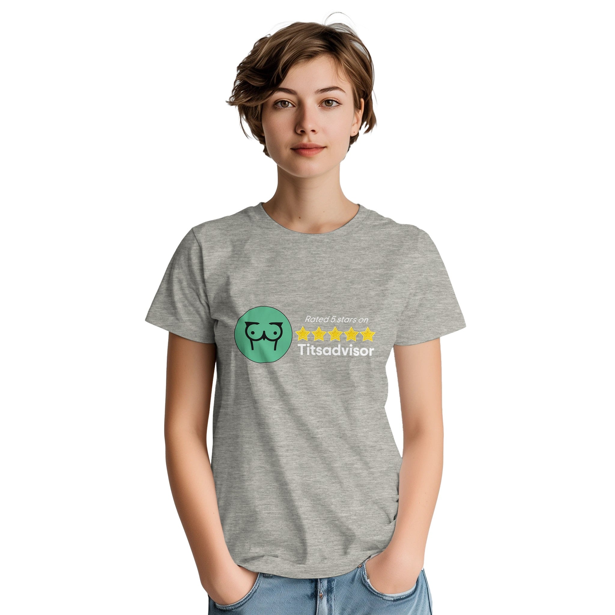 Rated 5 Stars on Titsadvisor adult novelty tshirt light grey