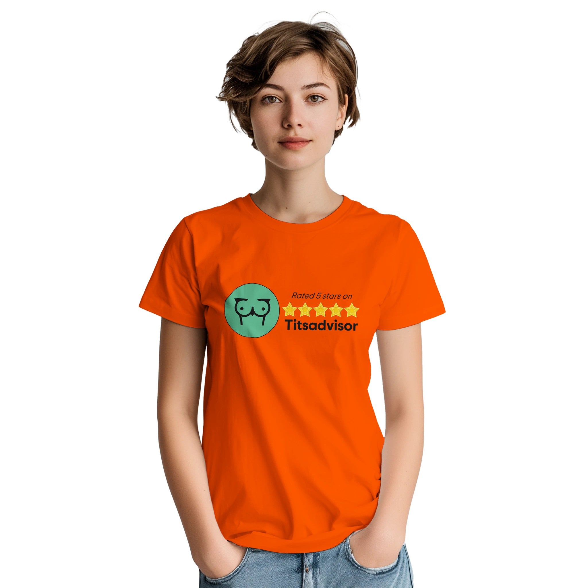 Rated 5 Stars on Titsadvisor adult novelty tshirt orange
