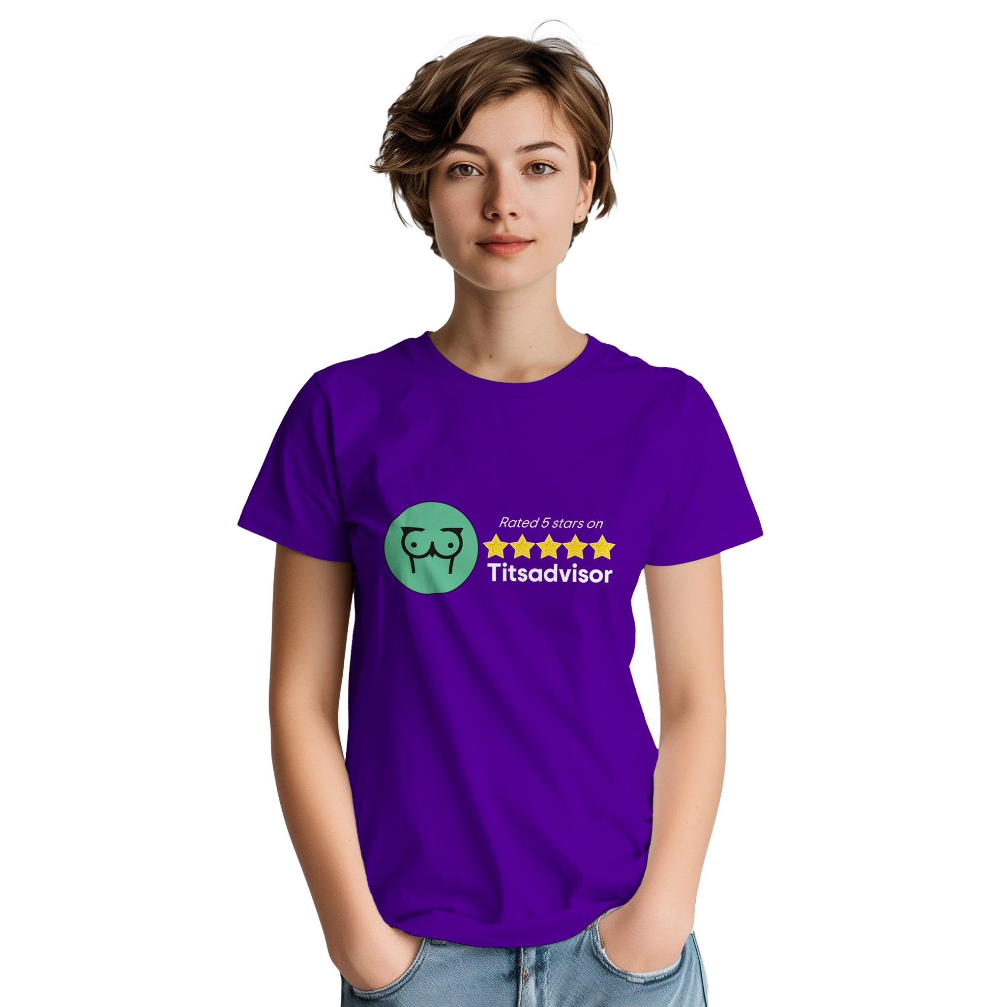 Rated 5 Stars on Titsadvisor adult novelty tshirt purple