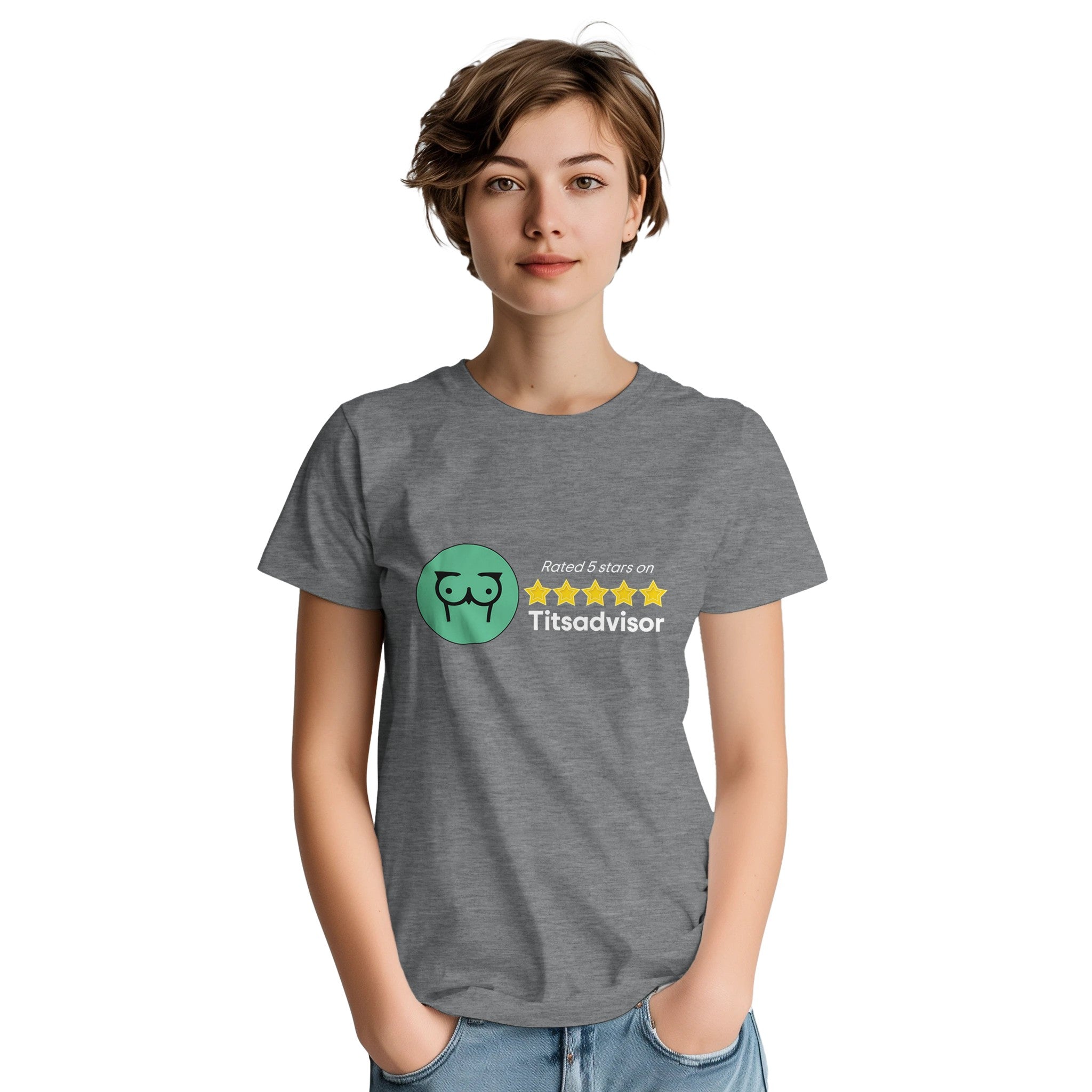 Rated 5 Stars on Titsadvisor adult novelty tshirt sport grey