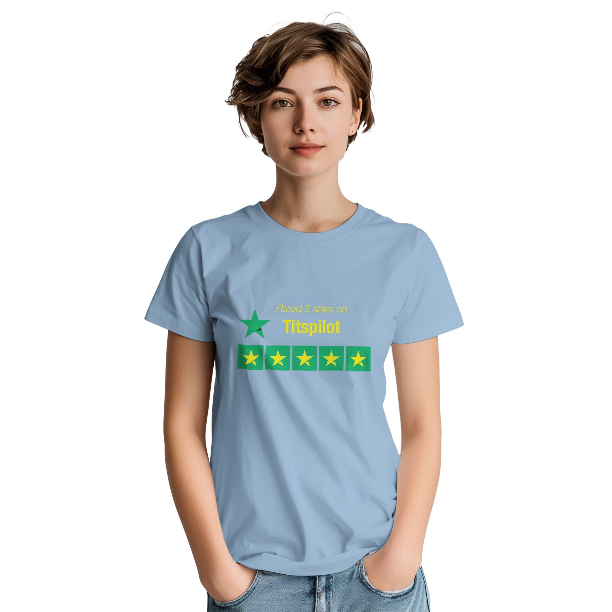 Rated 5 Stars on Titspilot adult novelty tshirt sex reviews light blue