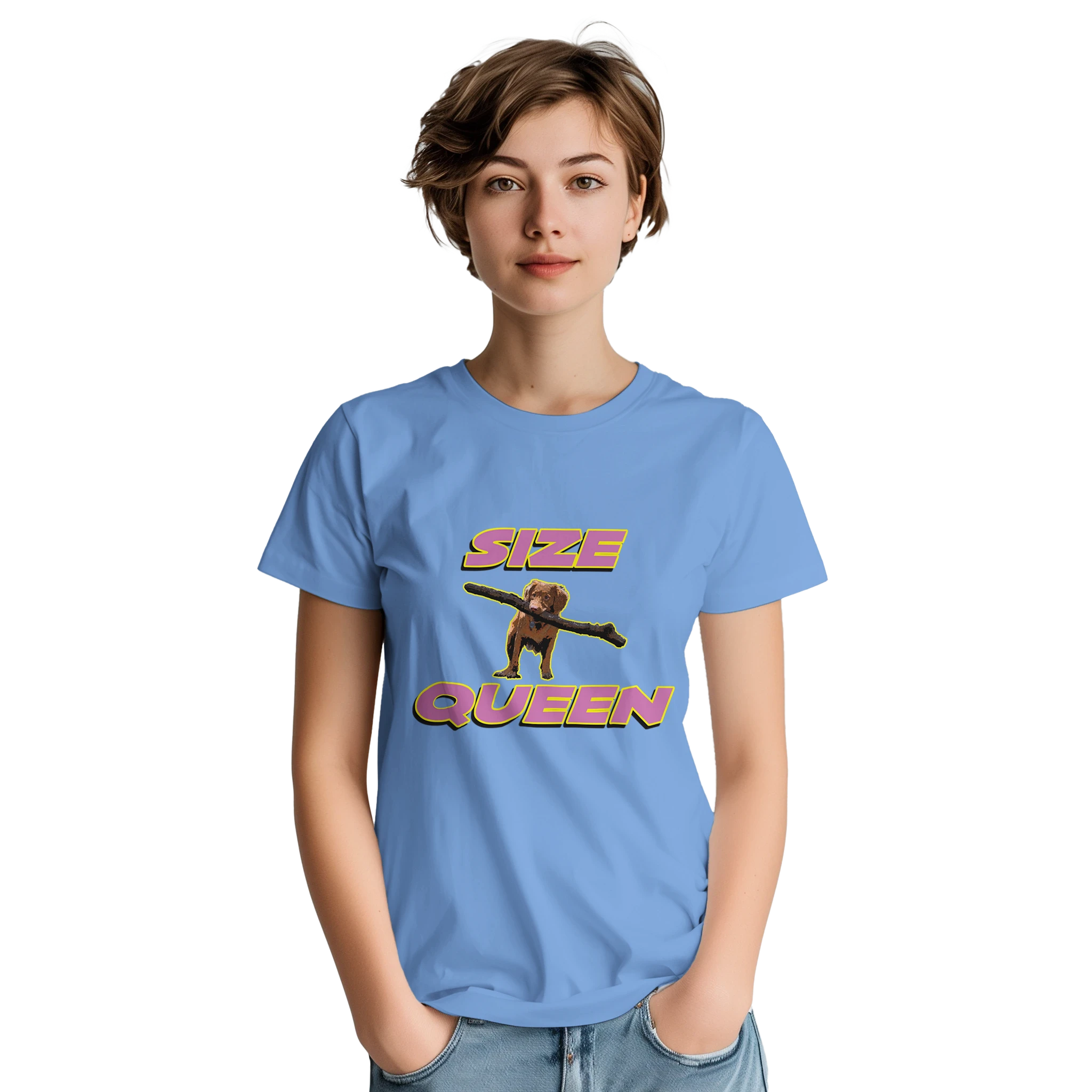 SIZE QUEEN ADULT NOVELTY TSHIRT LIGHT BLUE 2