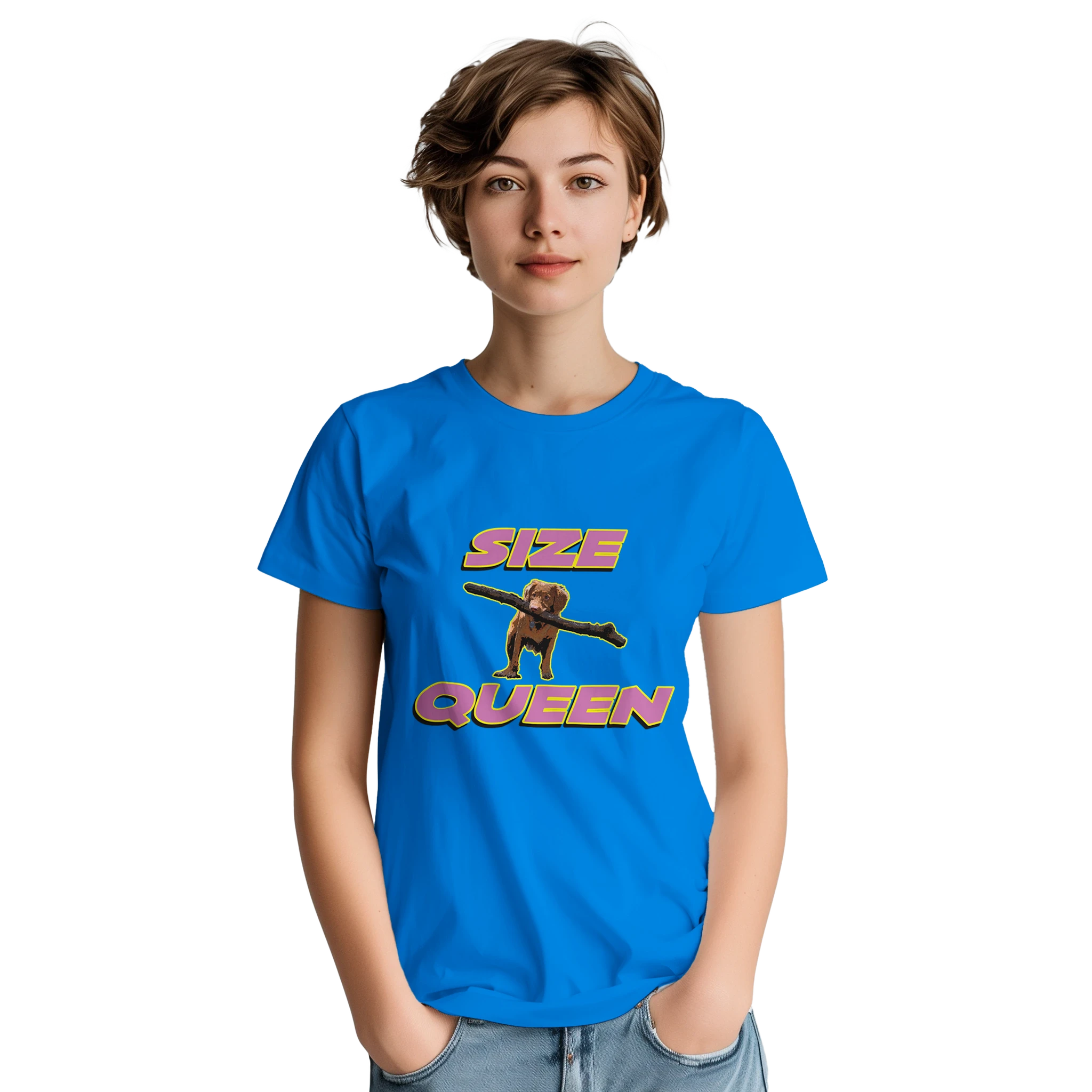 SIZE QUEEN ADULT NOVELTY TSHIRT ROYAL BLUE