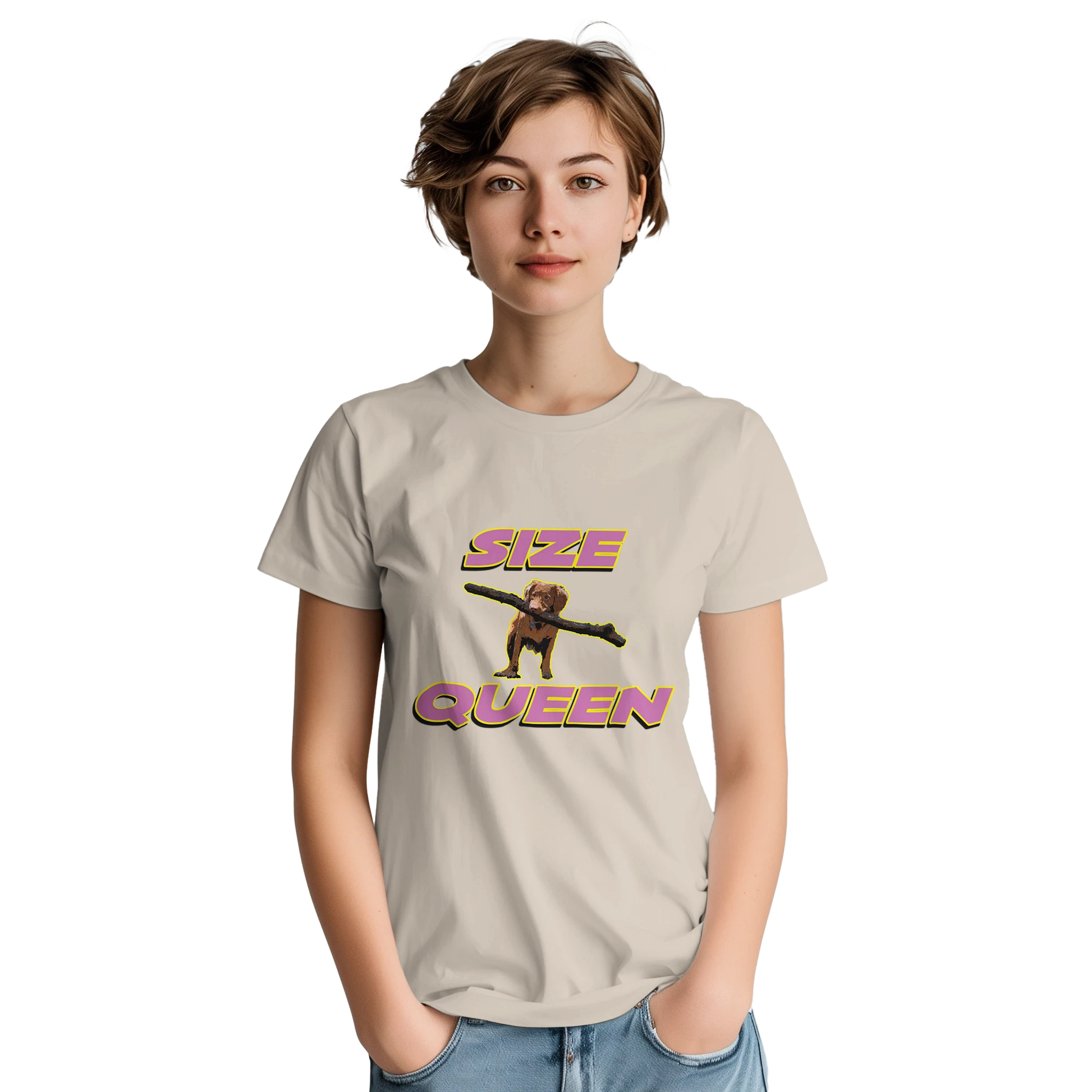 SIZE QUEEN ADULT NOVELTY TSHIRT SAND