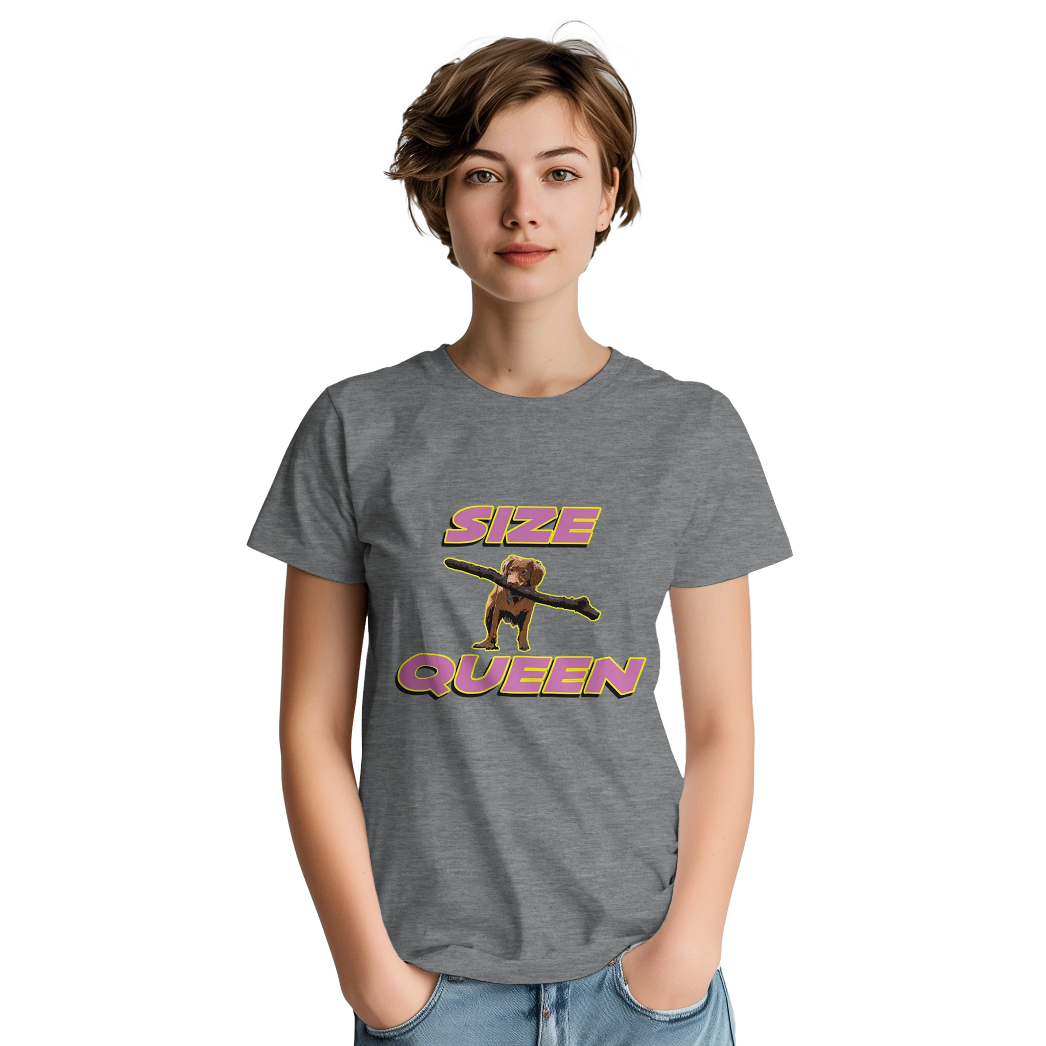 SIZE QUEEN ADULT NOVELTY TSHIRT SPORT GREY