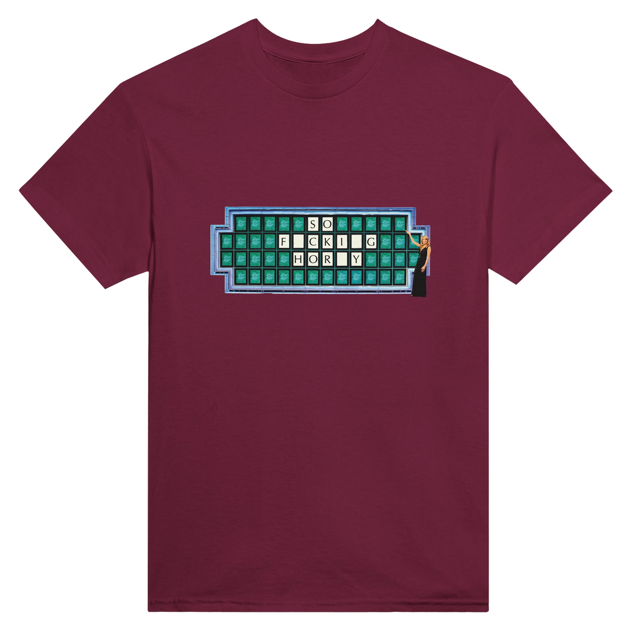 SO FUCKING HORNY ADULT NOVELTY MEME TSHIRT BURGUNDY