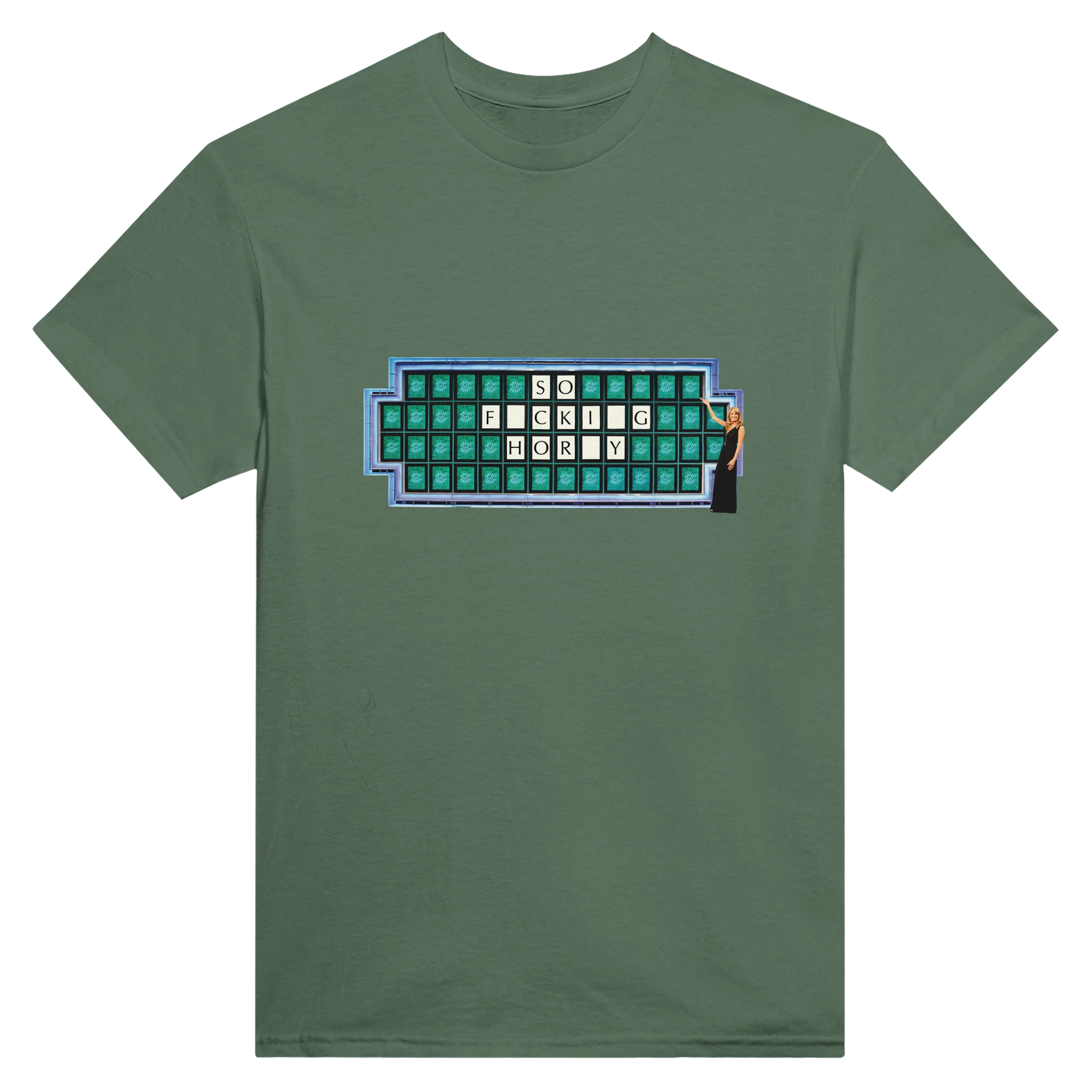 SO FUCKING HORNY ADULT NOVELTY MEME TSHIRT MILITARY GREEN