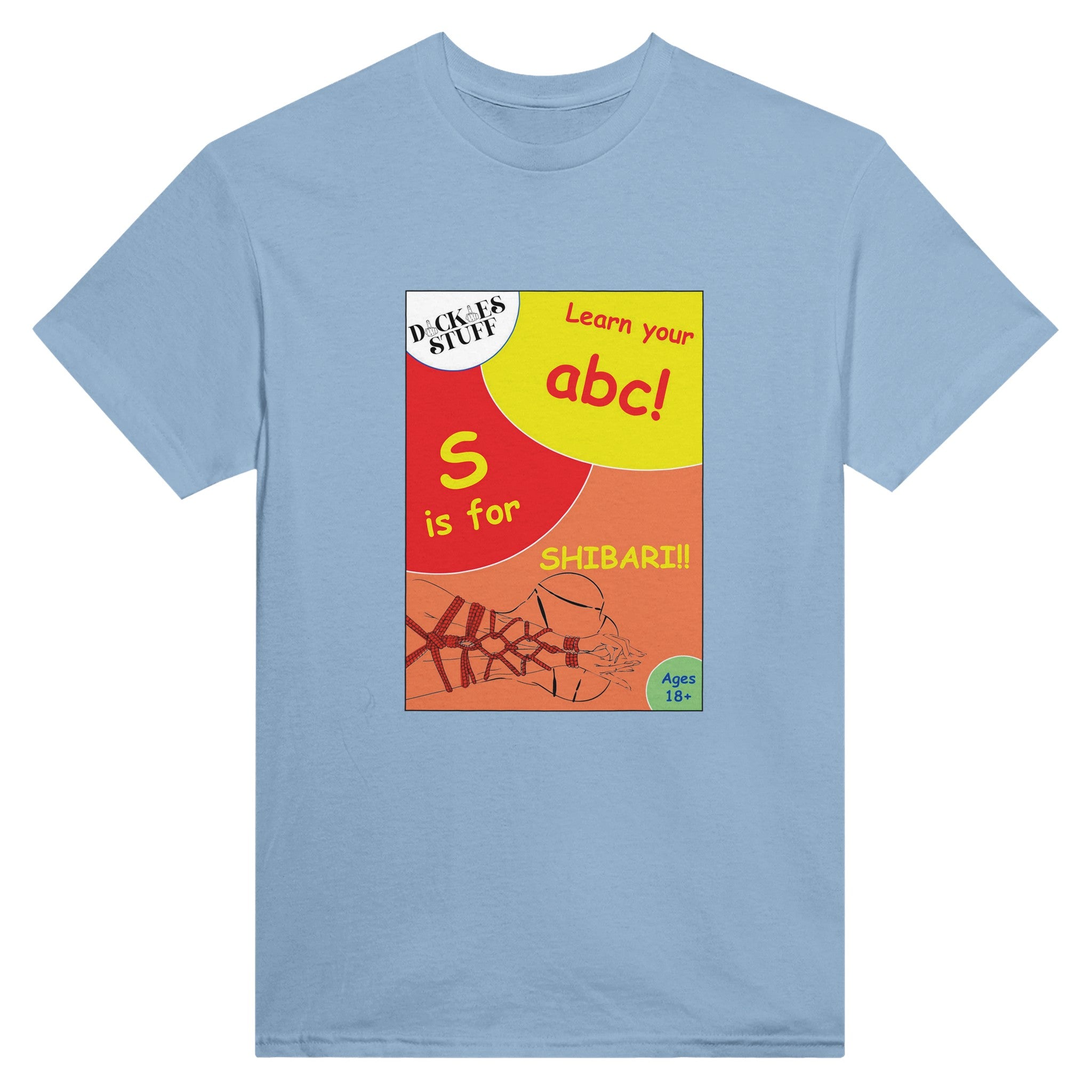 S is for Shibari adult novelty tshirt sex abc light blue 2