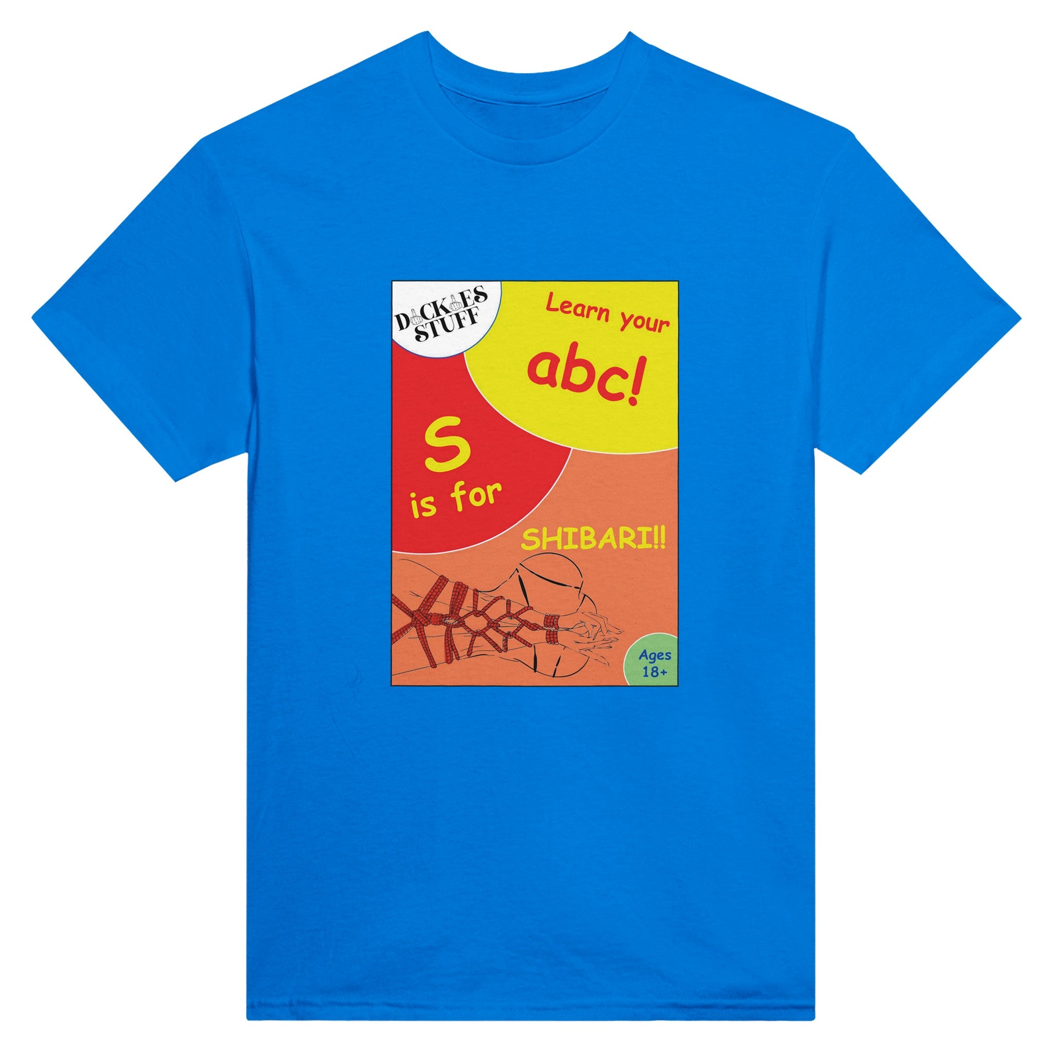 S is for Shibari adult novelty tshirt sex abc royal blue