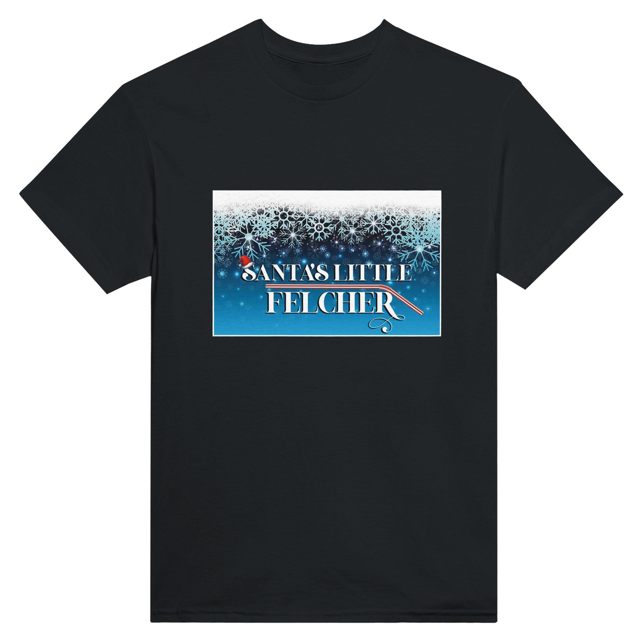 Santa's Little Felcher adult novelty tshirt sex felching black
