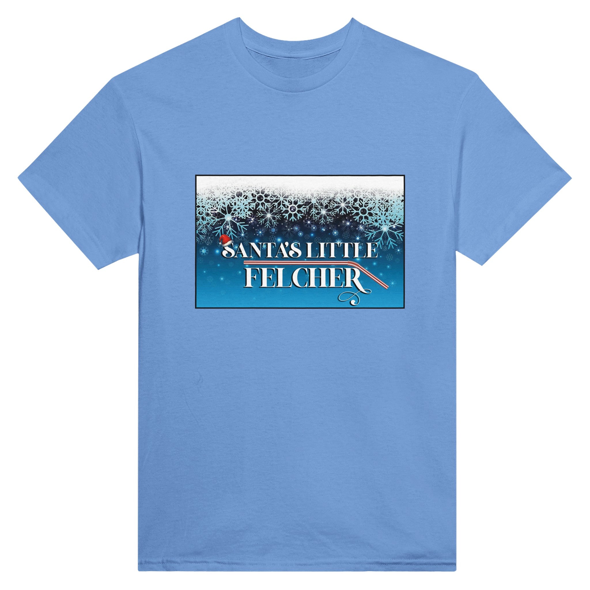 Santa's Little Felcher adult novelty tshirt sex felching light blue 2