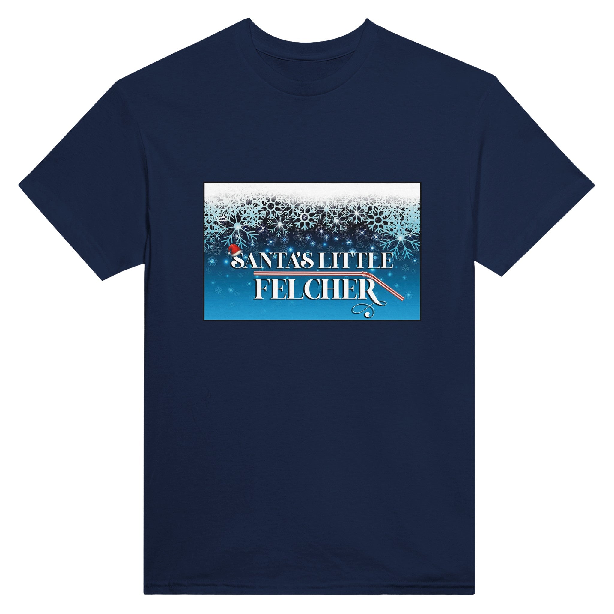 Santa's Little Felcher adult novelty tshirt sex felching navy blue
