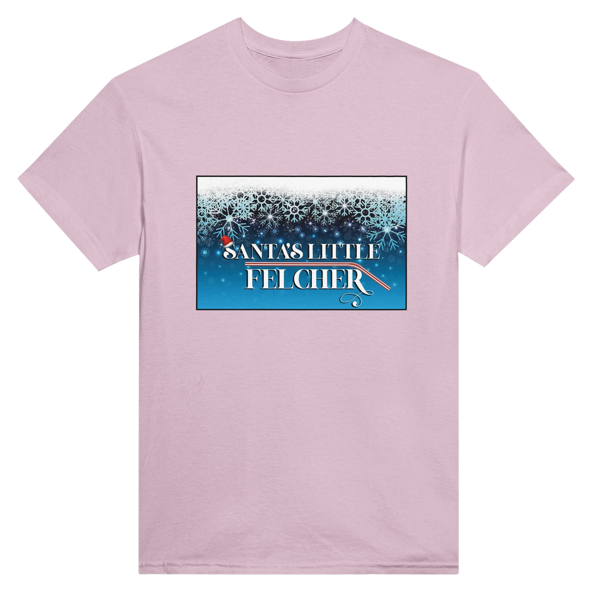 Santa's Little Felcher adult novelty tshirt sex felching pink