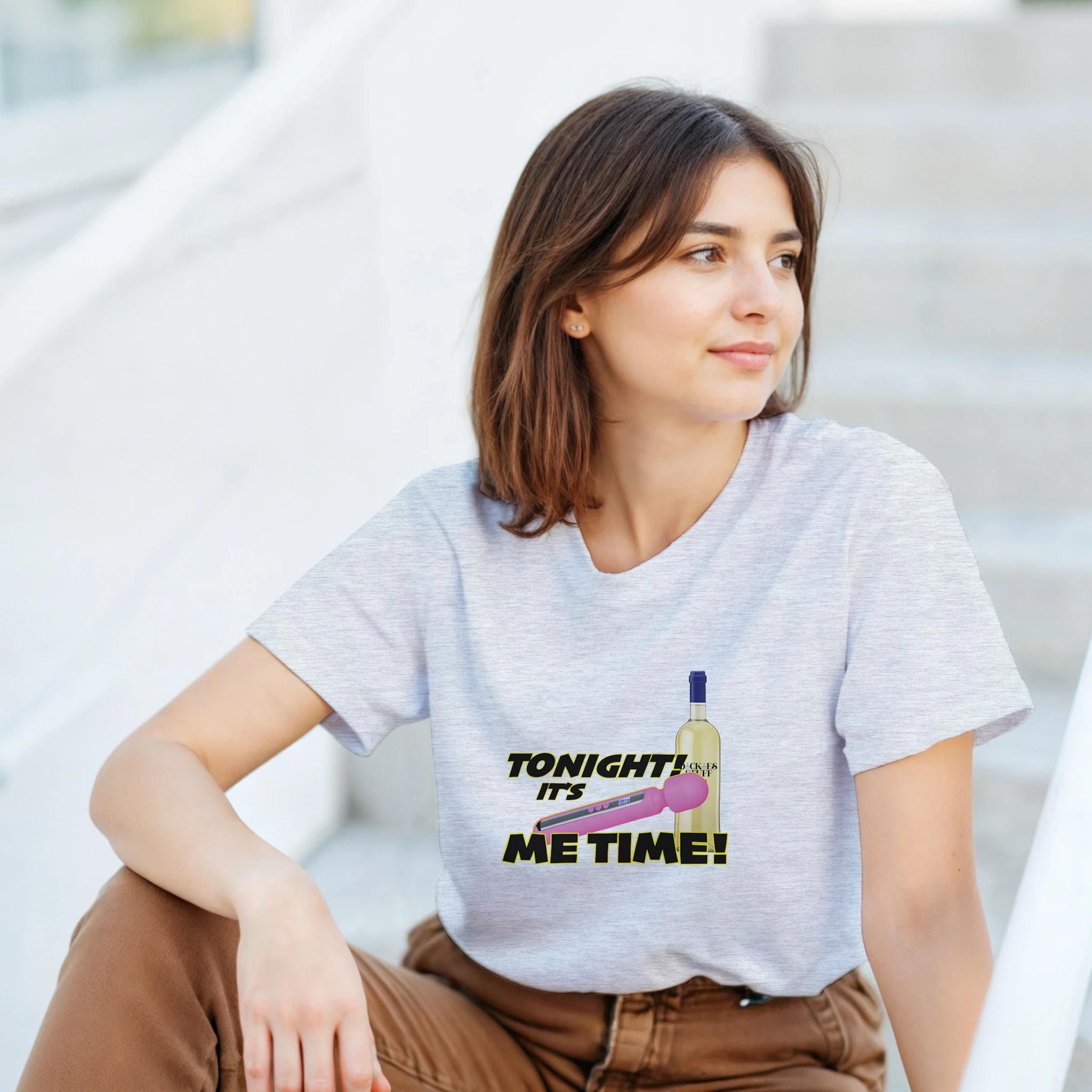 TONIGHT IT'S ME TIME! LADIES EDITIONS NOVELTY ADULT SHIRT ASH GREY 2