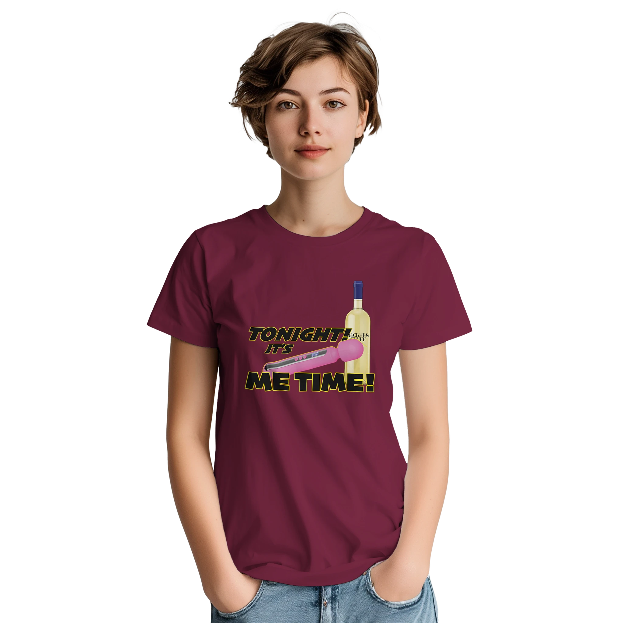 TONIGHT IT'S ME TIME! LADIES EDITIONS NOVELTY ADULT SHIRT BURGUNDY