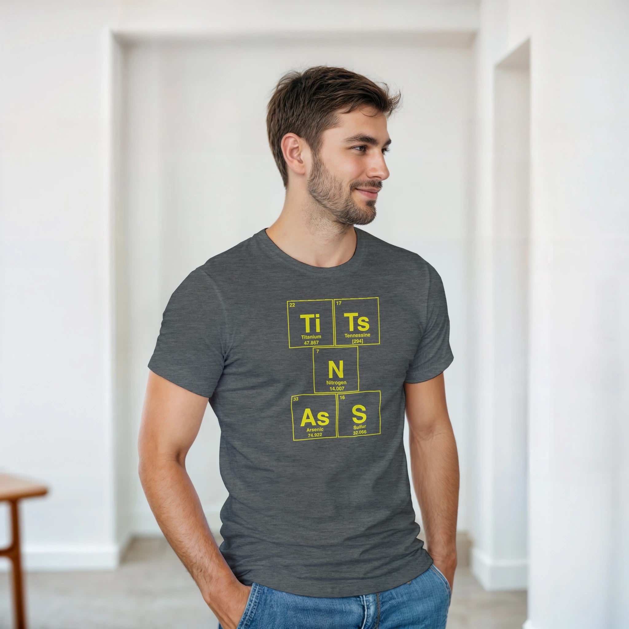 TiTs N AsS periodic table adult novelty tshirt sex dark grey