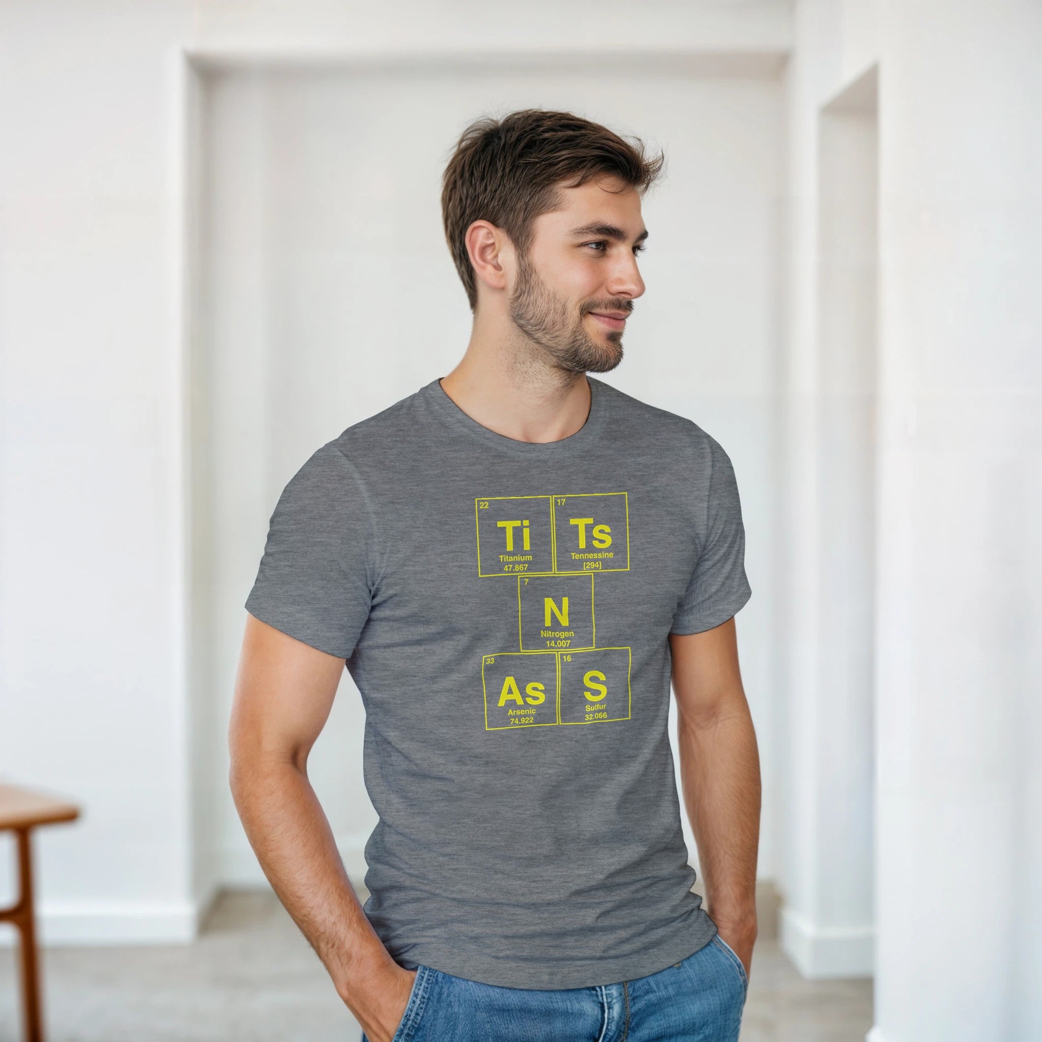 TiTs N AsS periodic table adult novelty tshirt sex sport grey