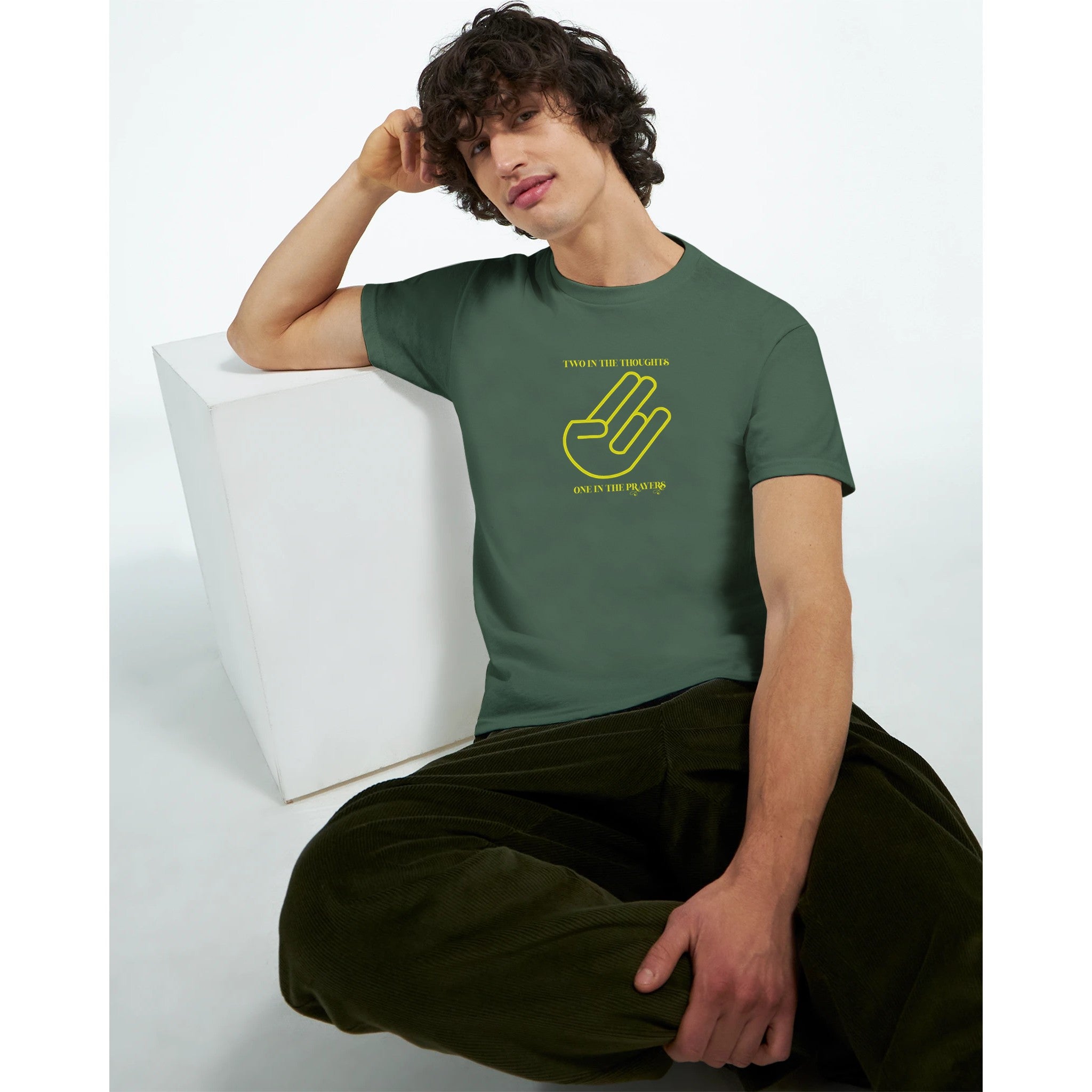 Two in the Thoughts One in the Prayers military green