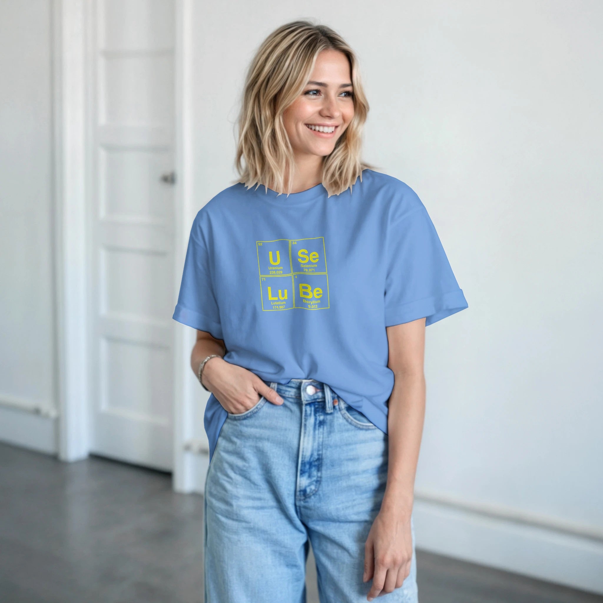 USe LuBe periodic table aduly novelty tshirt anal sex light blue
