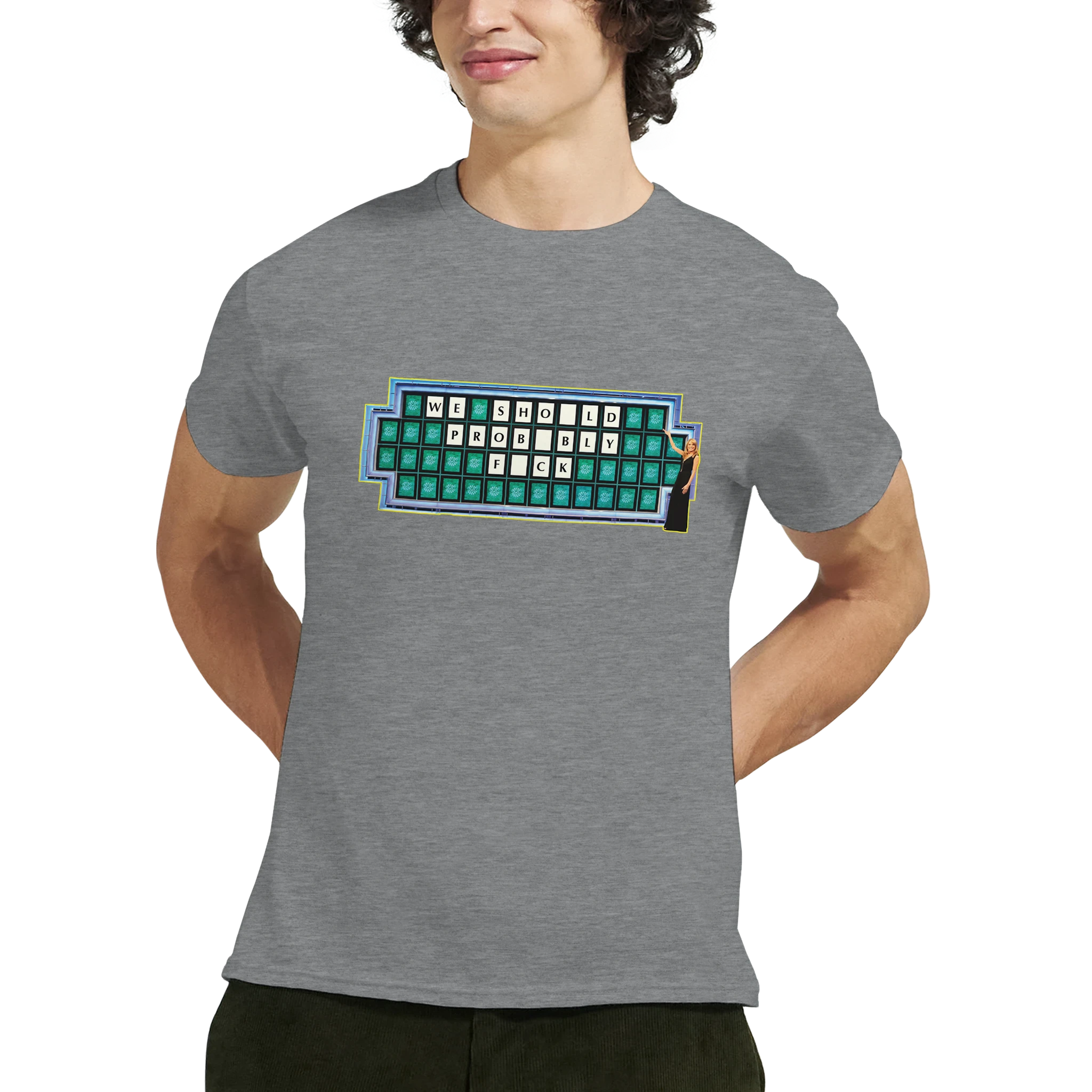 WE SHOULD PROBABLY FUCK ADULTY NOVELTY MEME TSHIRT SPORT GREY