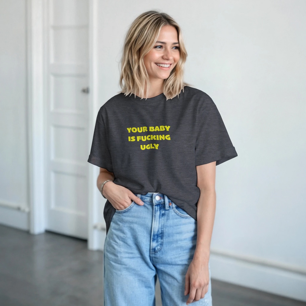 YOUR BABY IS FUCKING UGLY ADULT NOVELTY TSHIRT GRAPHITE GREY 4