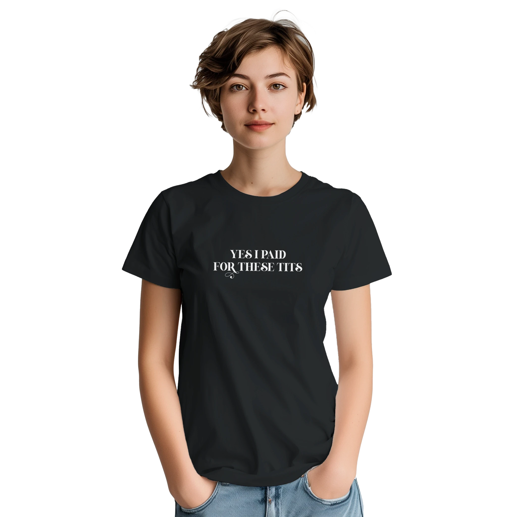 Yes I paid for these tits adult novelty tshirt black