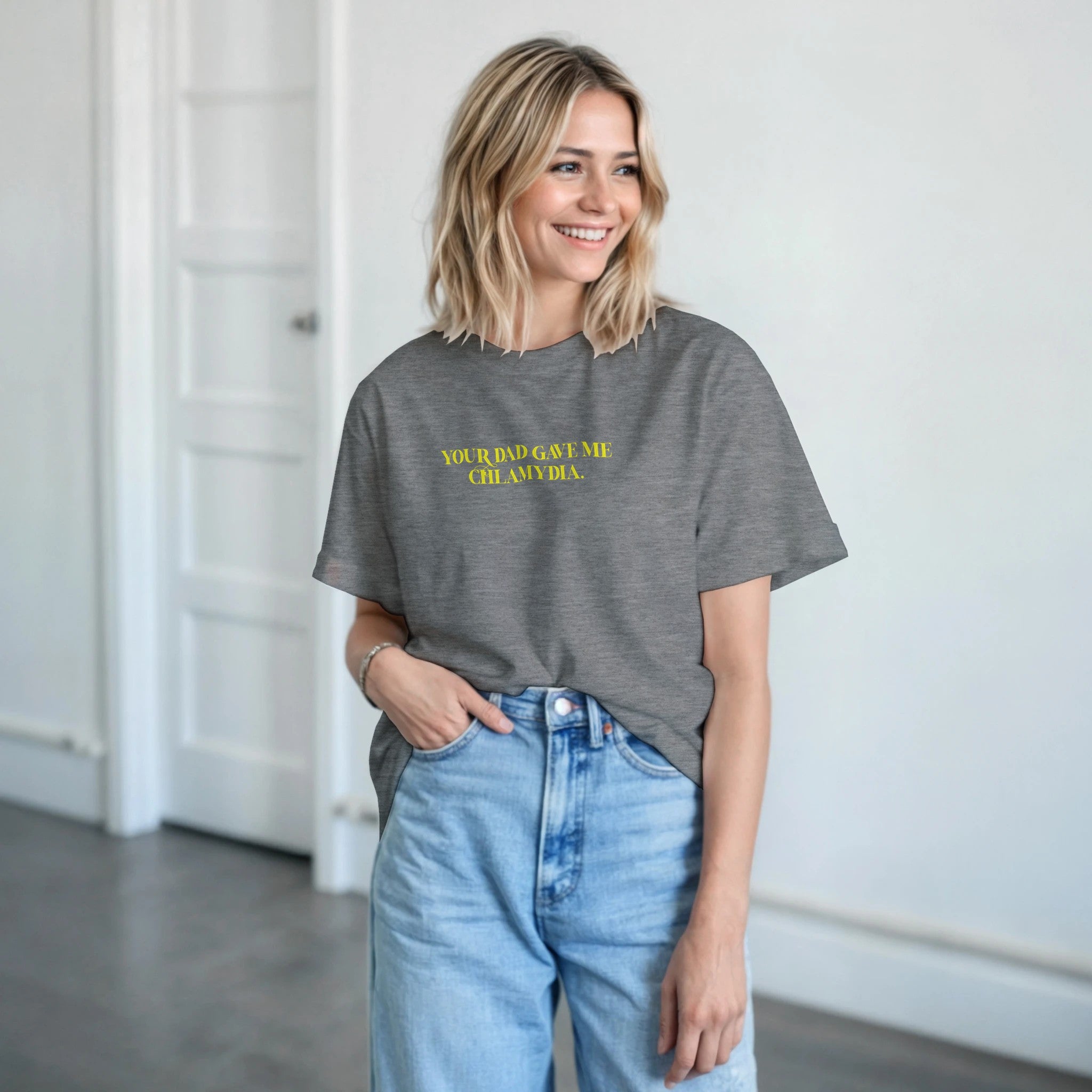 Your Dad Gave Me Chlamydia ADULT NOVELTY TSHIRT SPORT GREY