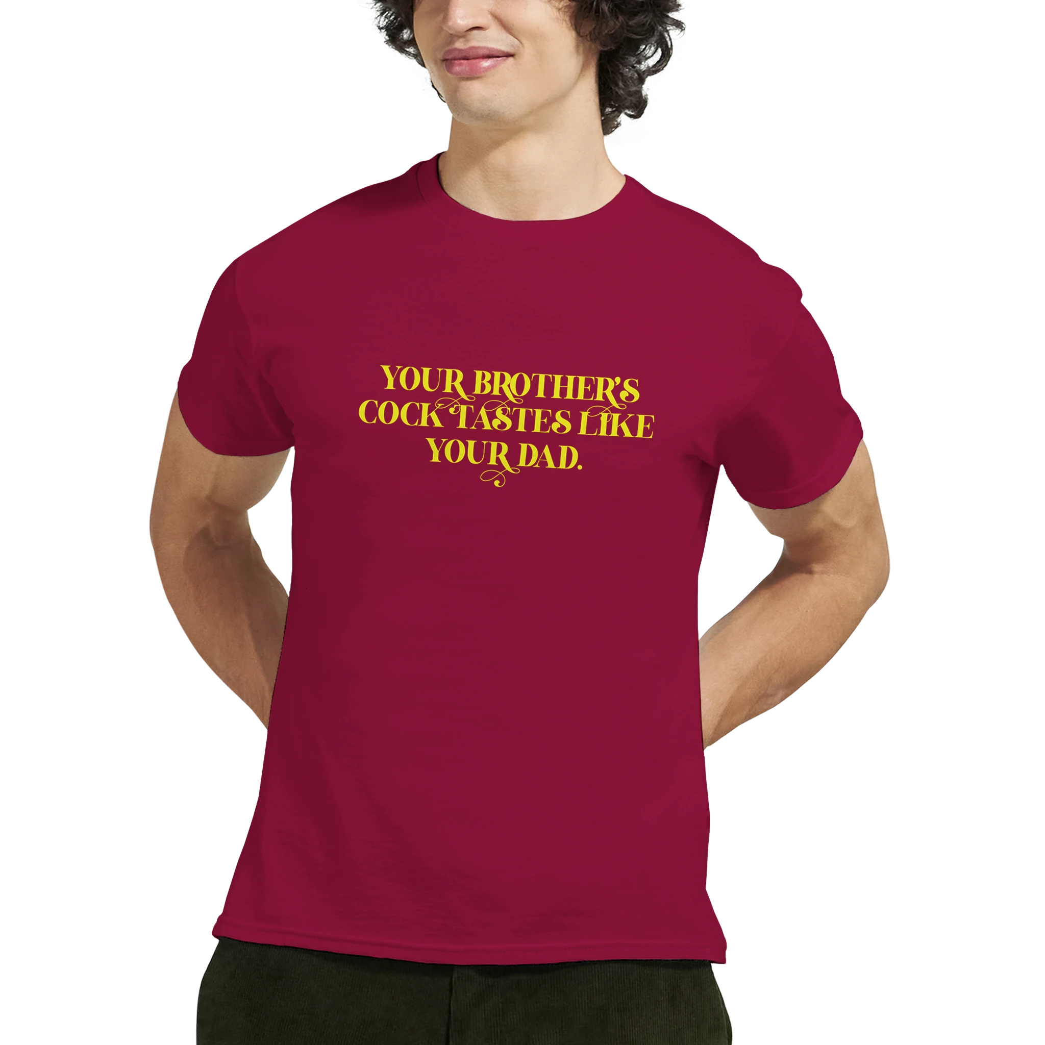 Your brother's cock tastes like your dad adult novelty tshirt sex red
