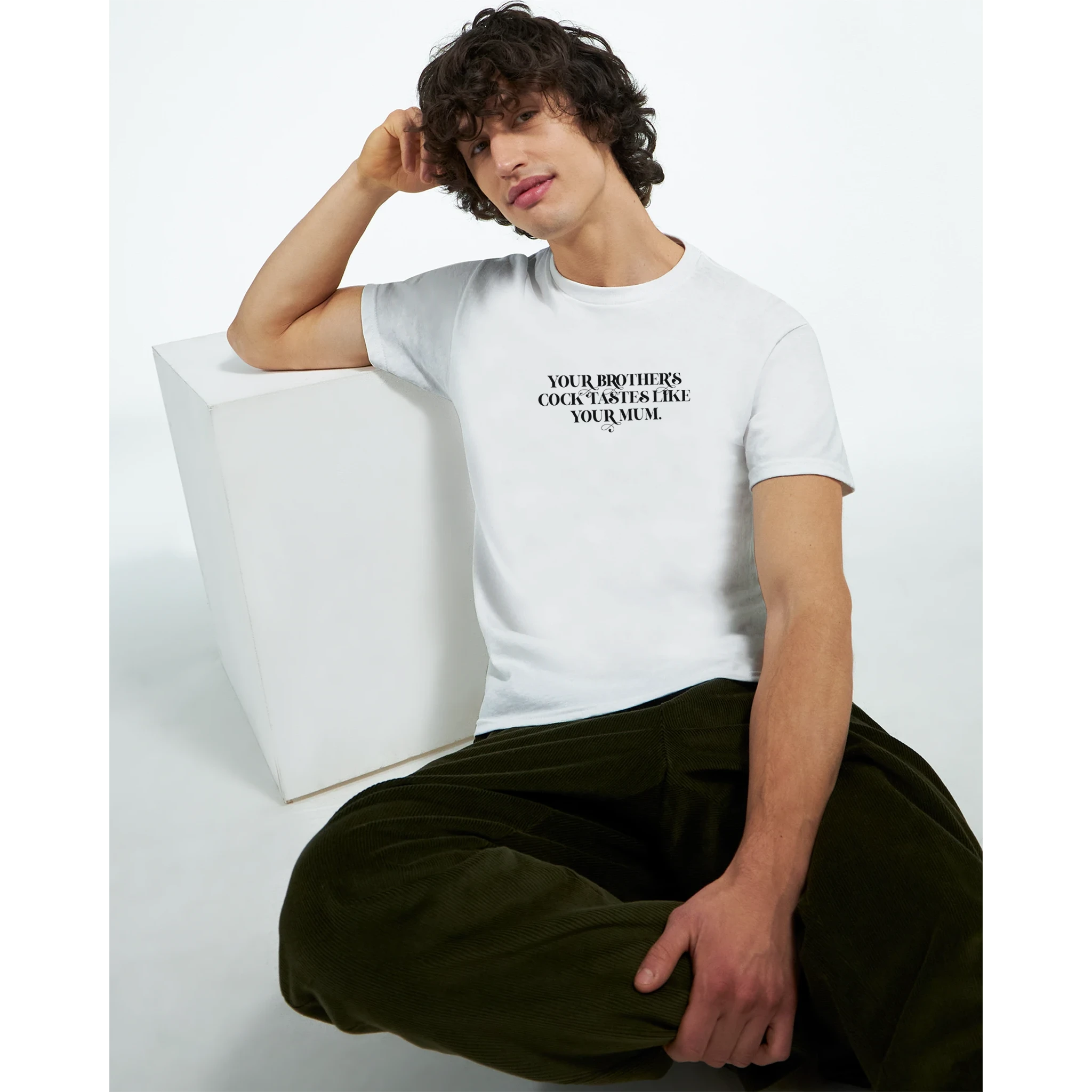 Your brother's cock tastes like your mum adult novelty tshirt sex white 2