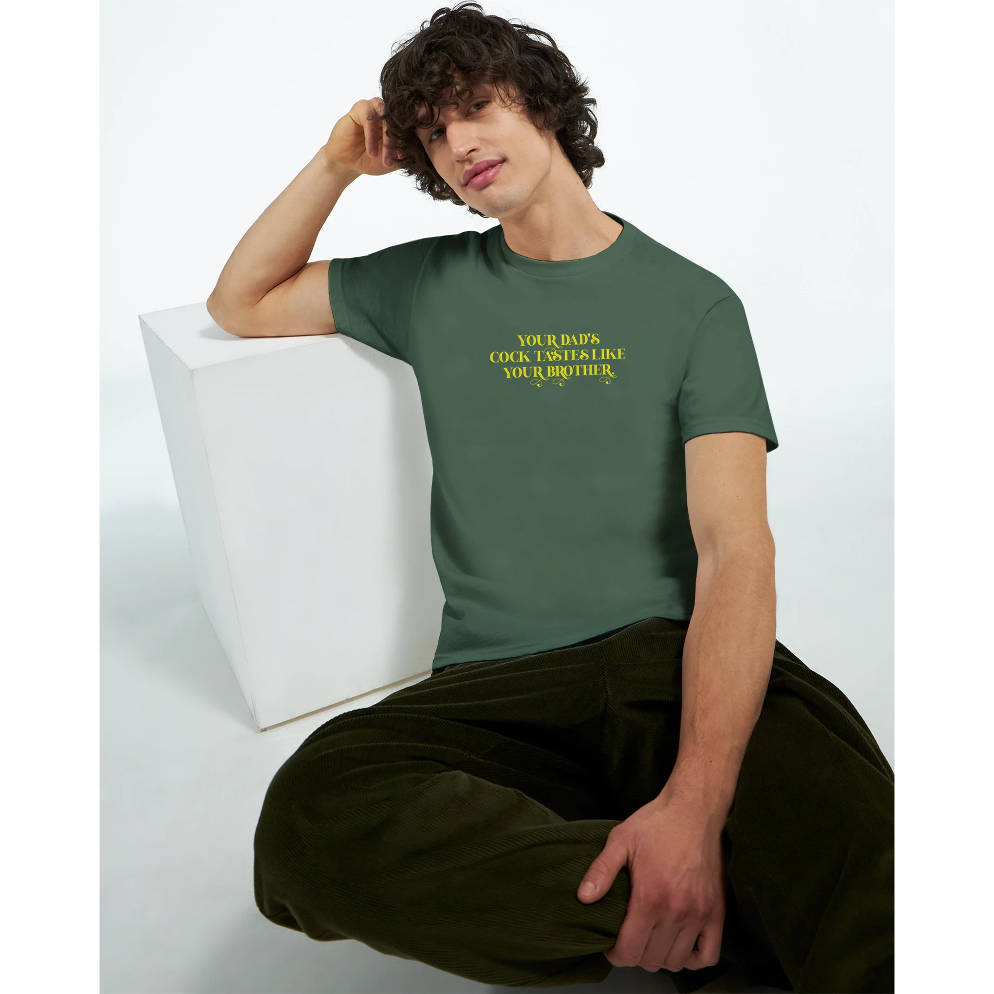 Your dads cock tastes like your brother adult novelty tshirt sex military green