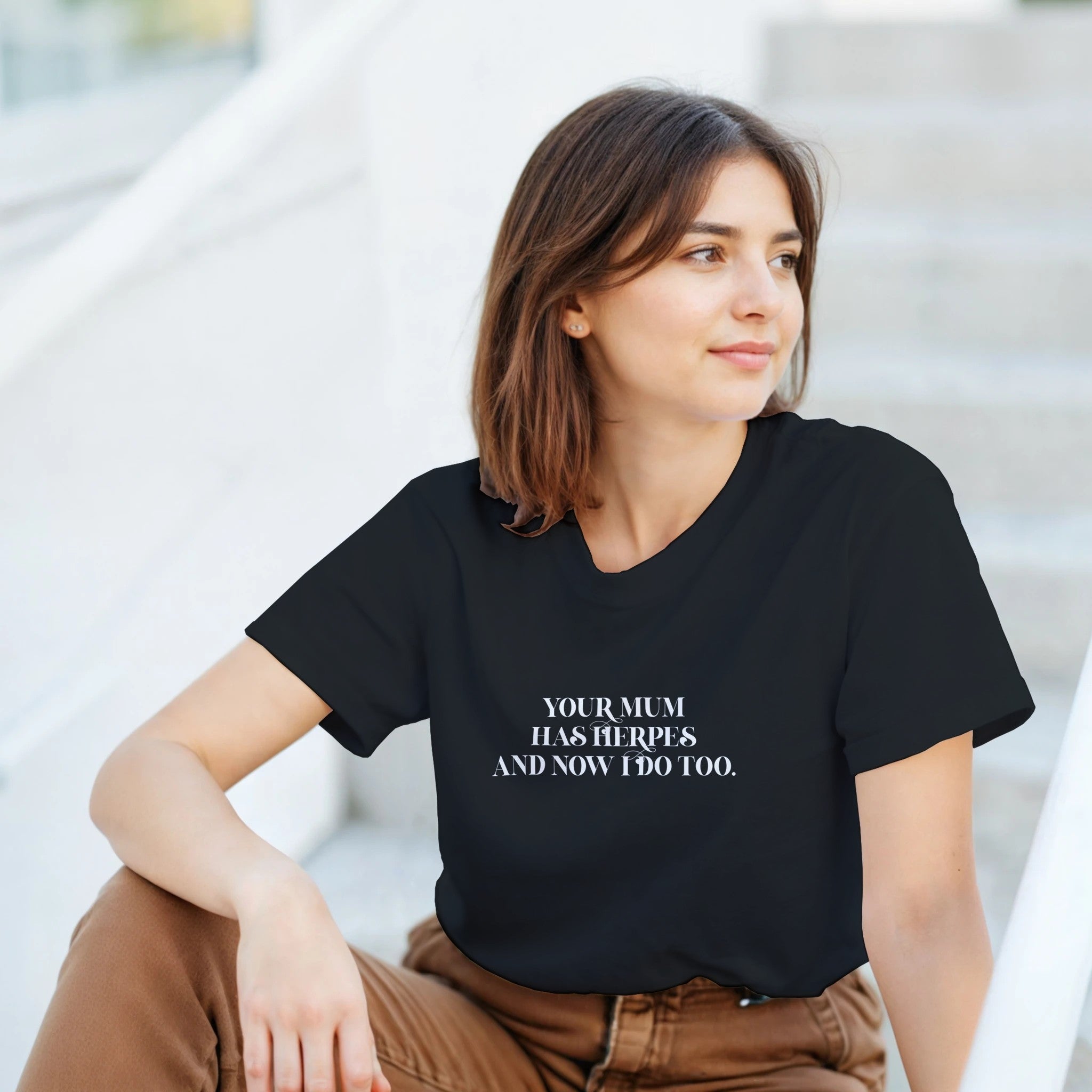 Your mum has herpes and now I do too adult novelty tshirt black 5